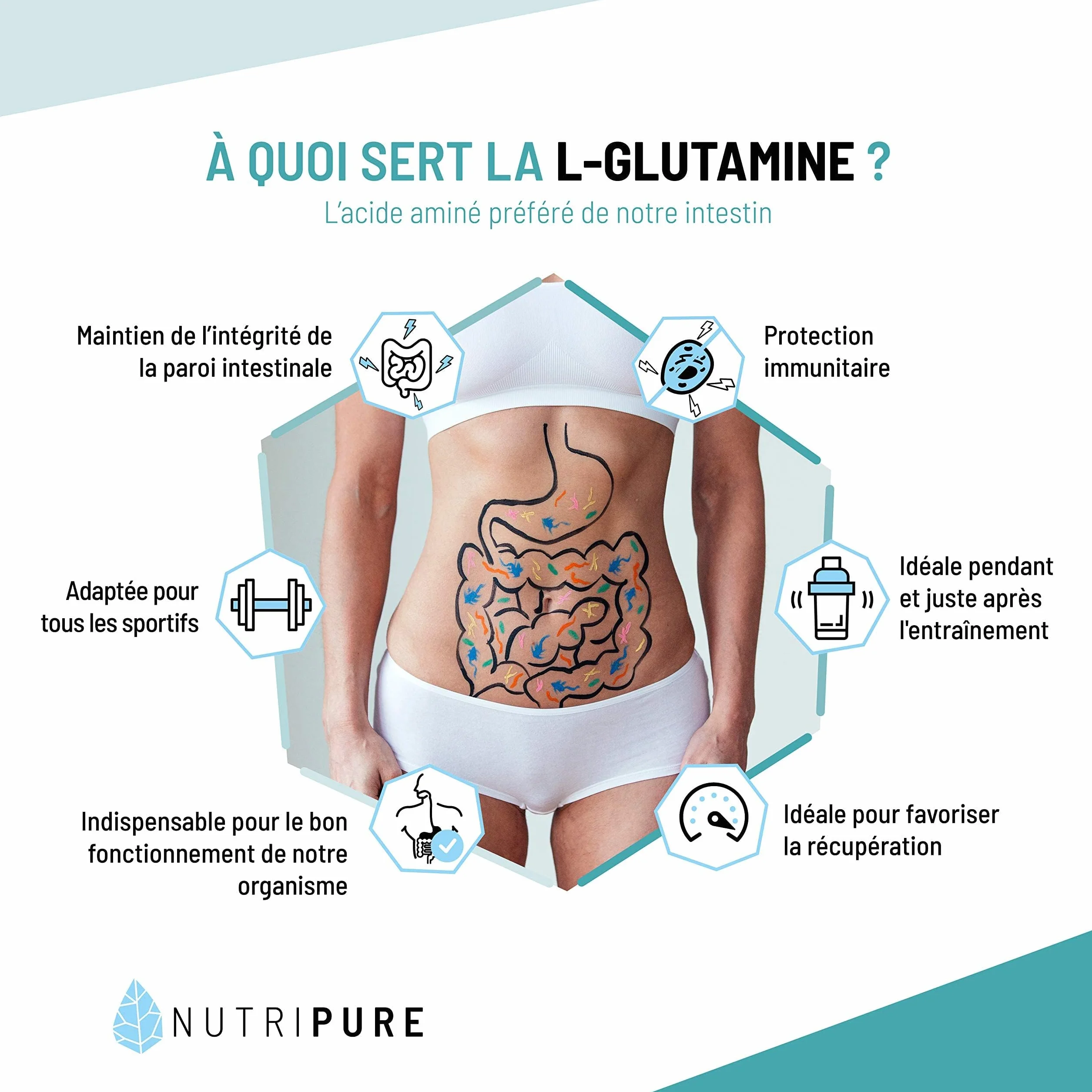L-Glutamine Kyowa® 100% Pure Végétale 180 Gélules Complément Alimentaire Acide Aminé Musculation