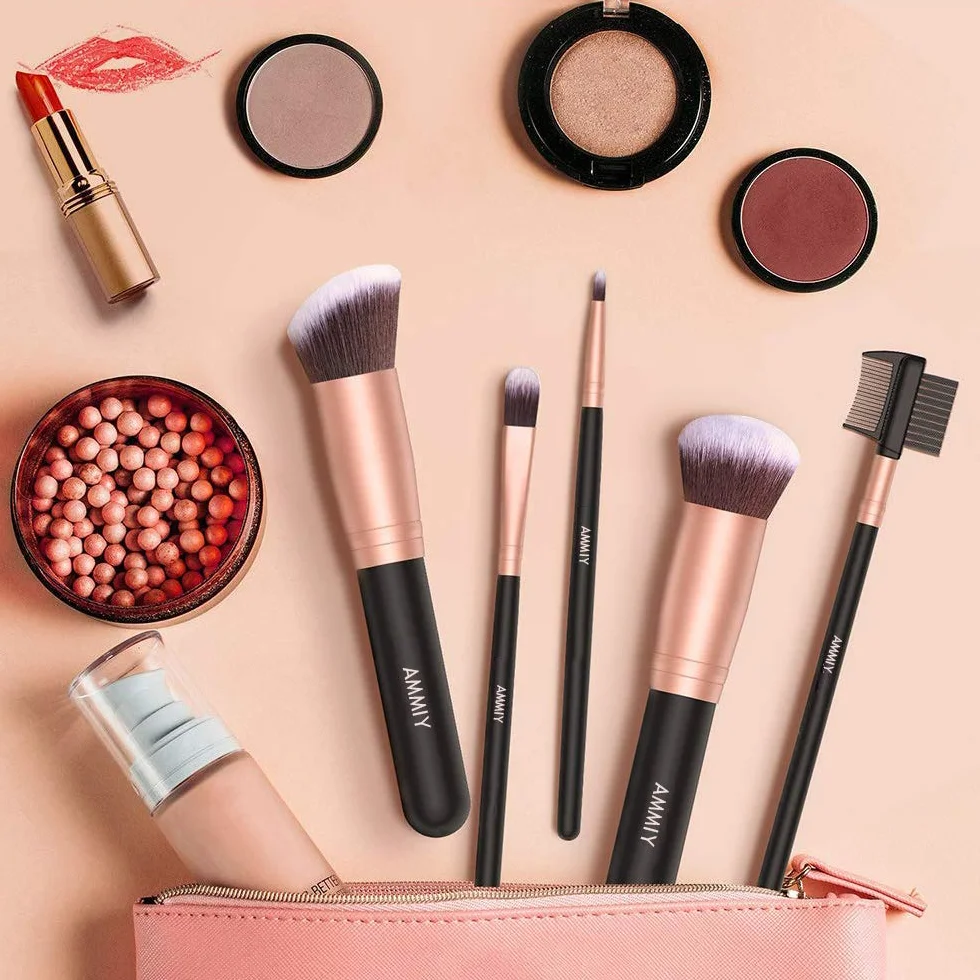 Pinceaux Maquillage Rose Doré Synthétiques 18 PCS Set pour Fond De Teint Poudre Visage Blush Concealers Ombres à Paupières