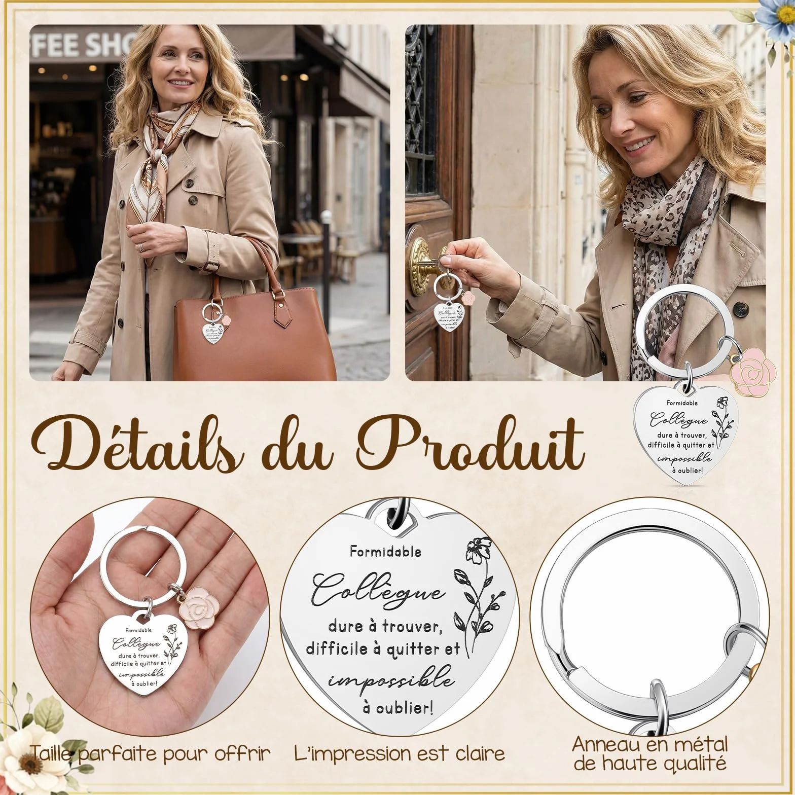 Blulu Trousse à Maquillage Porte-Clés Cadeau pour Collègue de Travail Femme Adieu Départ Retraite Anniversaire
