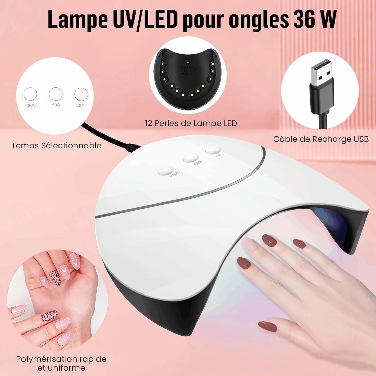 Phoenixy Kit Vernis Semi Permanent 25 Couleurs avec Lampe UV Base et Top Coat Kit Ongle Gel UV Complet Rouge Rose Vernis Semi Permanent Cadeaux pour Femmes