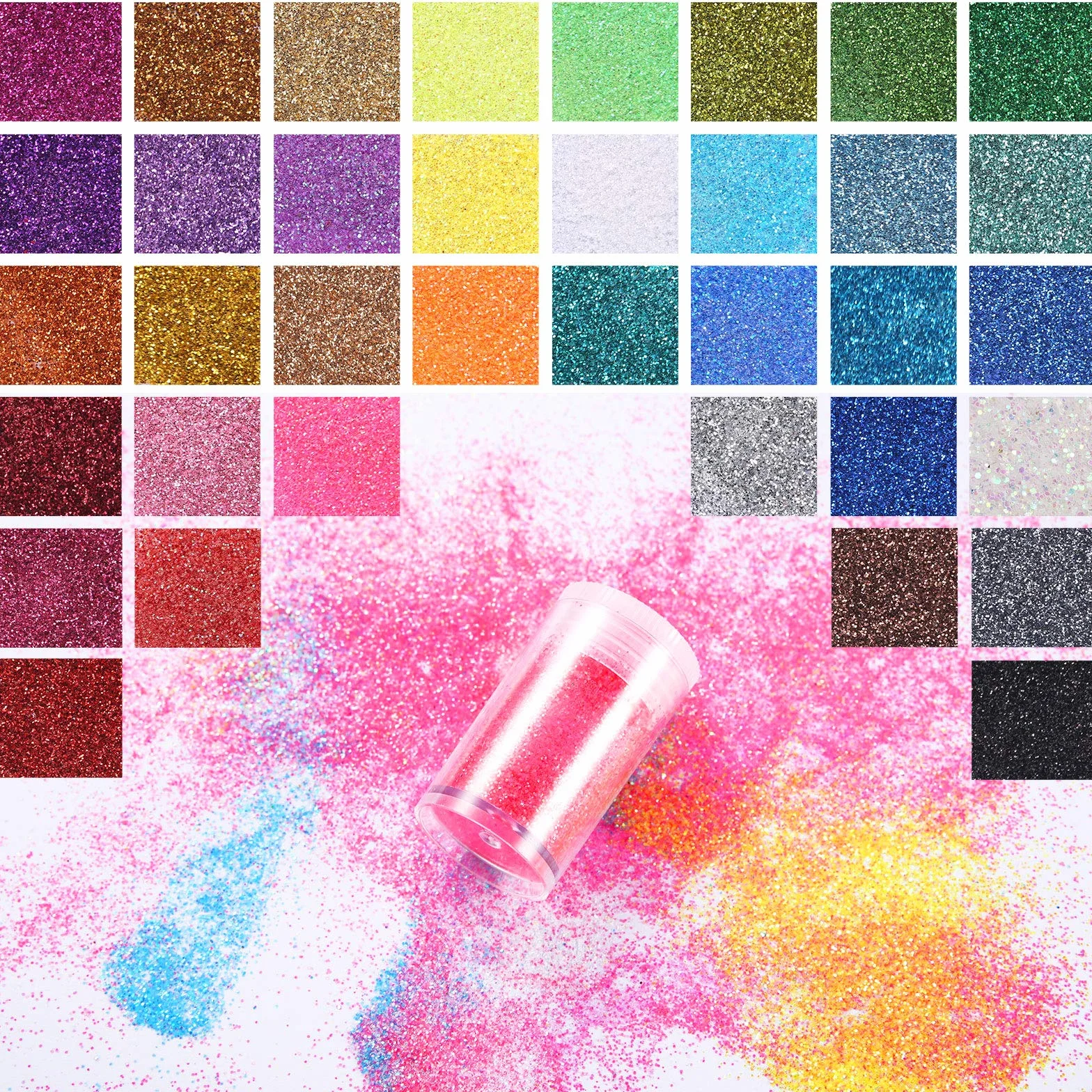 Poudre de Paillettes 36 Couleurs pour Nail Art Maquillage Cosmétiques Glitter Fines Enfant Loisirs Créatifs