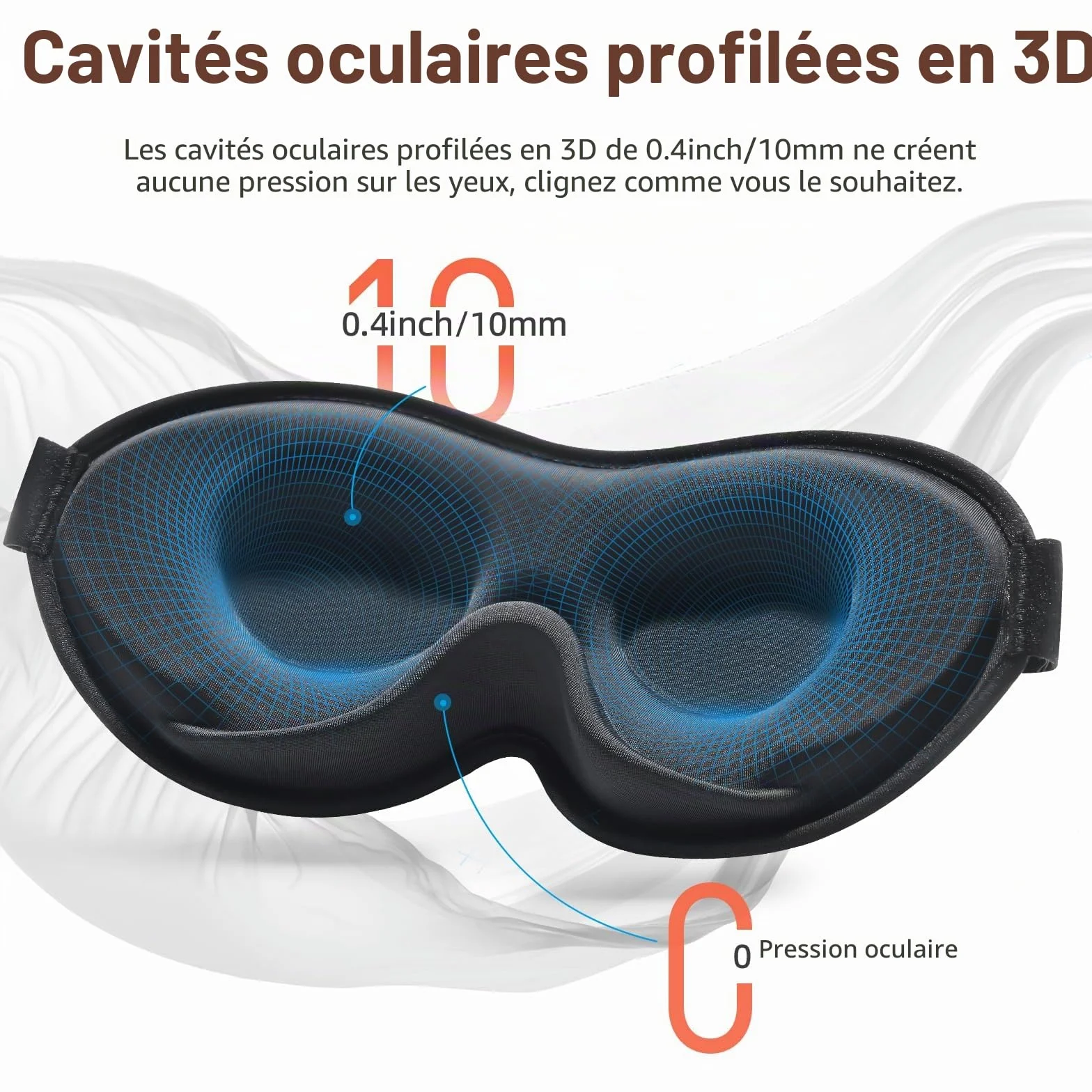 INNELO Masque de Sommeil 3D Anti-Lumière Homme Femme Respirant Confortable Gris