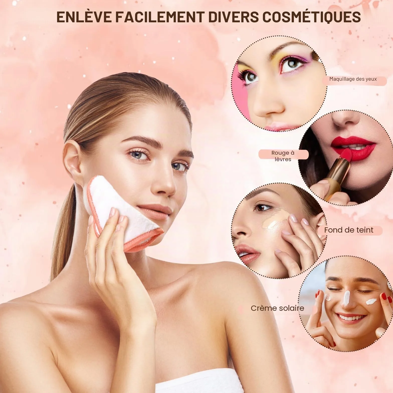 PHOGARY Pads Demaquillants Lavables, 12 Pièces Coton Réutilisable Visage, Microfibre Tampons Démaquillants