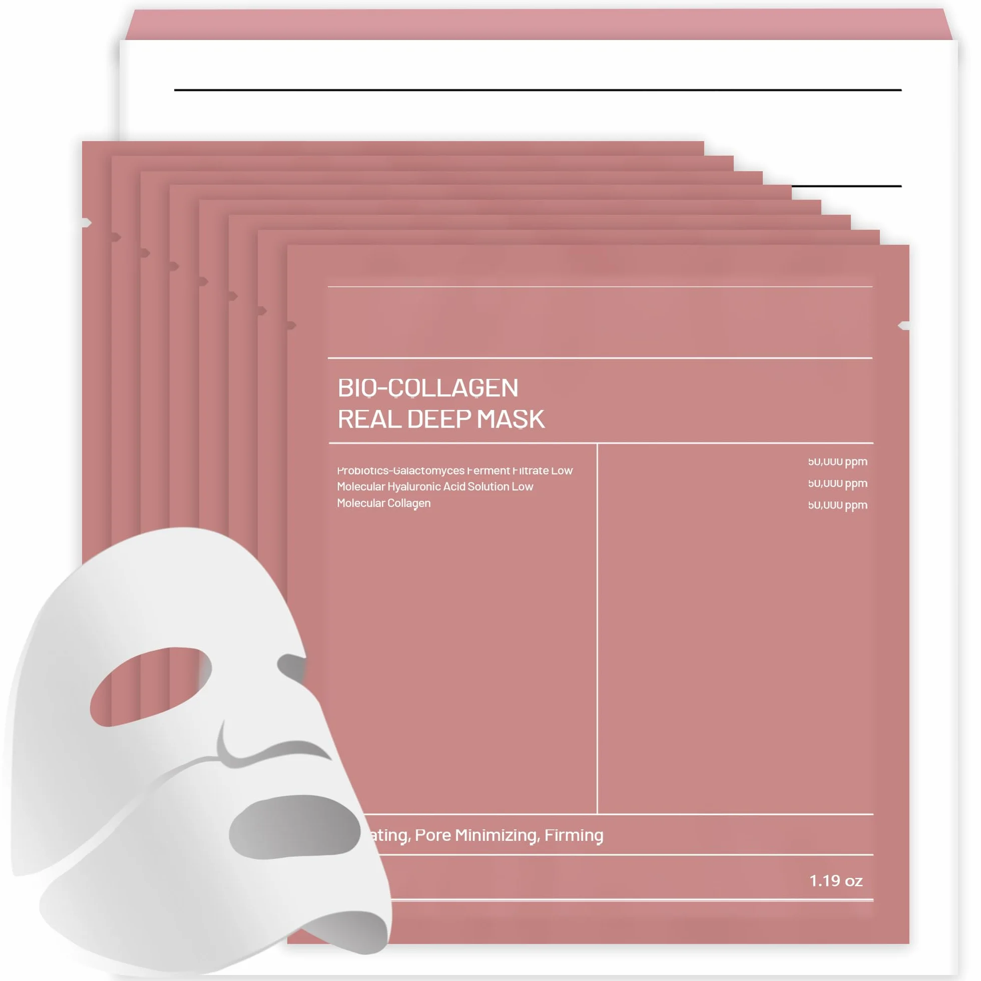 Masque visage en collagène 8 paquets, hydrogel hydratation apaisement soins peau