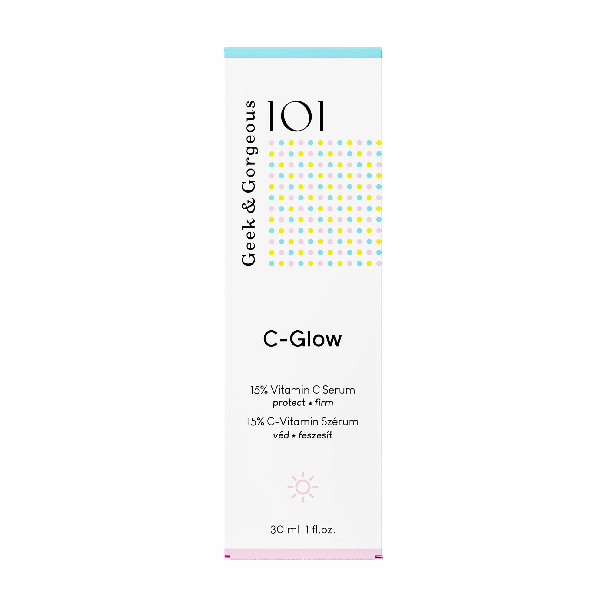 Geek & Gorgeous - C-Glow - Sérum à 15% de vitamine C + acide férulique & vitamine E, protège contre les dommages environnementaux, stimule le collagène & unifie le teint - tous les types de peau, Pack