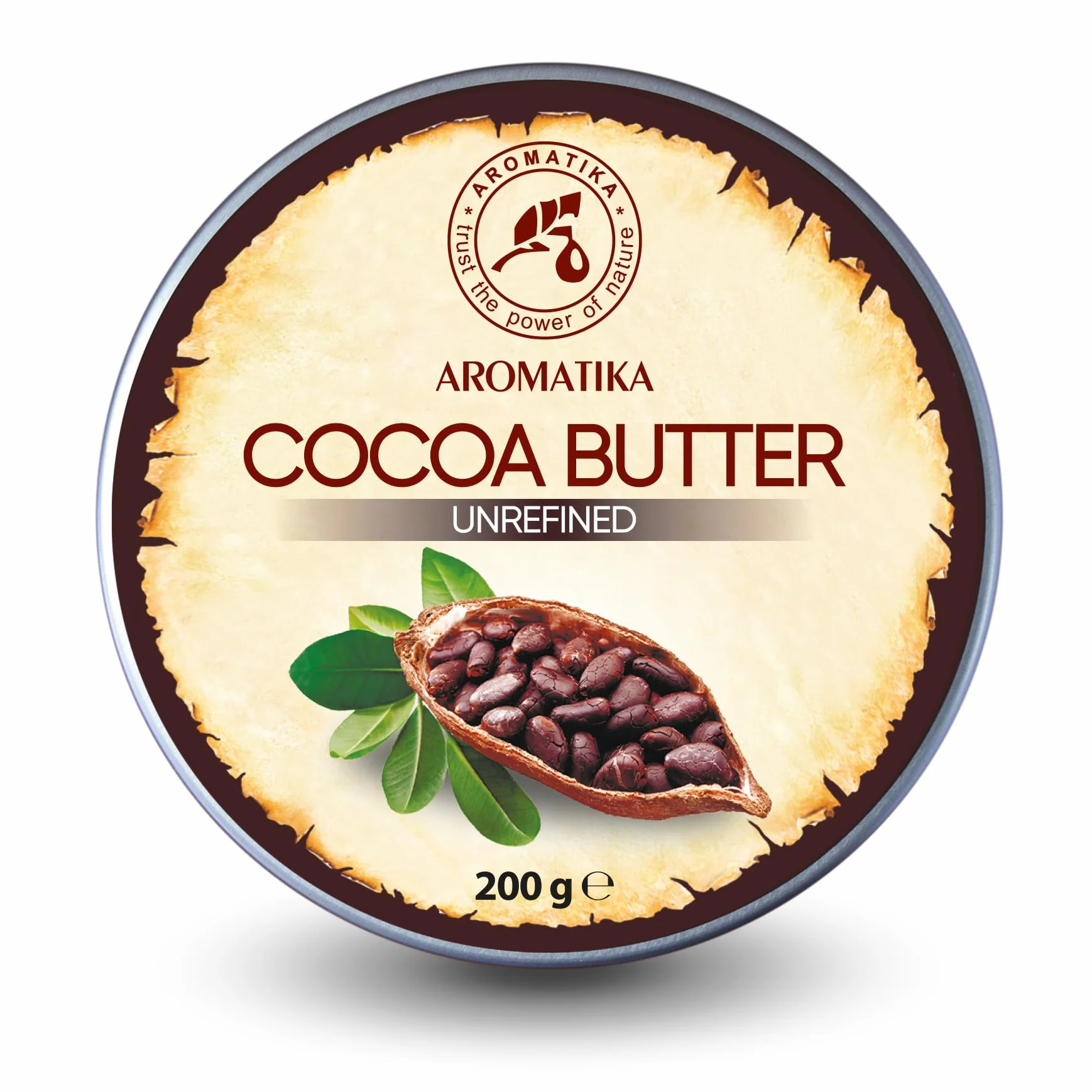 Beurre de Cacao 200g - Burkina Faso - Pur & Naturel - Théobroma Cacao - Bons Bénéfices pour Peau - Cheveux - Visage - Corps - Soin des Lèvres - Beurres de Cacao