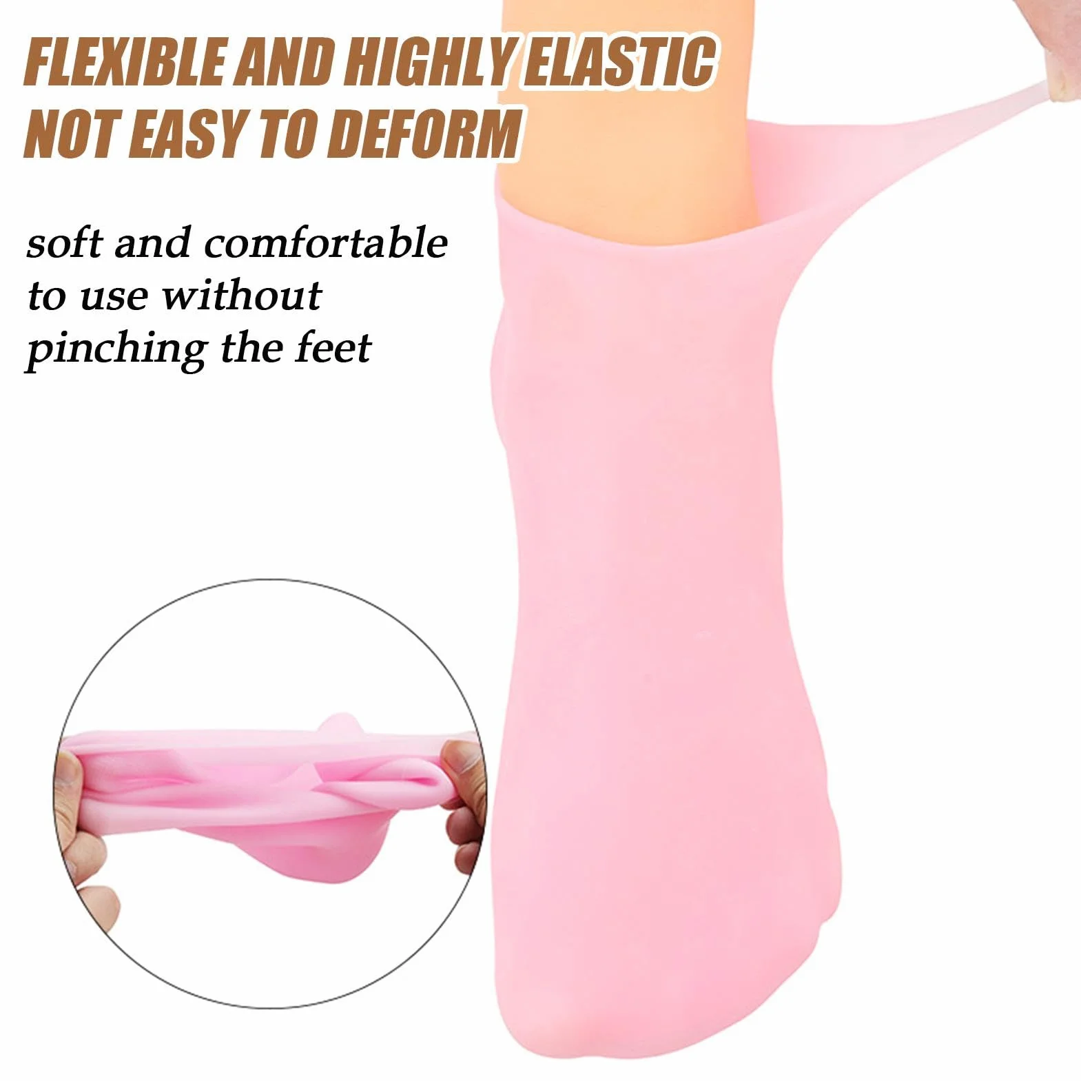 Breathable Silicone Foot Socks for Dry Cracked Feet, Soft U Shape Spa Care, Lightweight