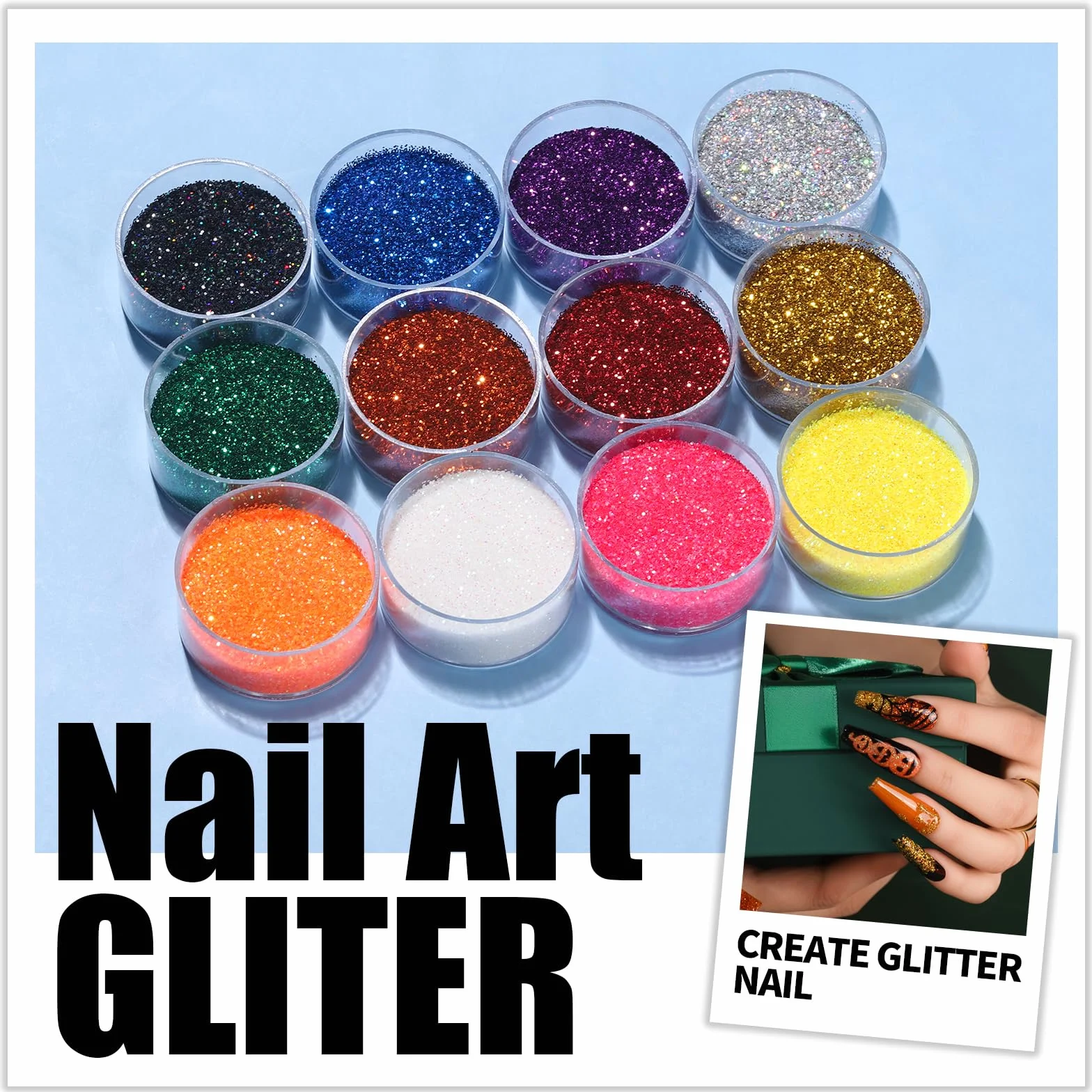 Teenitor Kit de nail art avec paillettes et autocollant à ongles, stylo à ongles pour nail art, outil de pointillage pour ongles en gel, ruban à rayures, pinceaux pour débutants