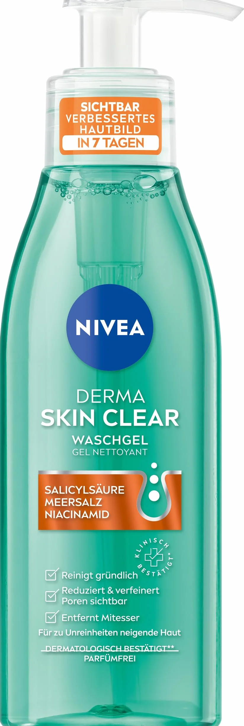 NIVEA Derma Skin Clear Gel lavant nettoyant visage peaux impures acide salicylique niacinamide 150 ml