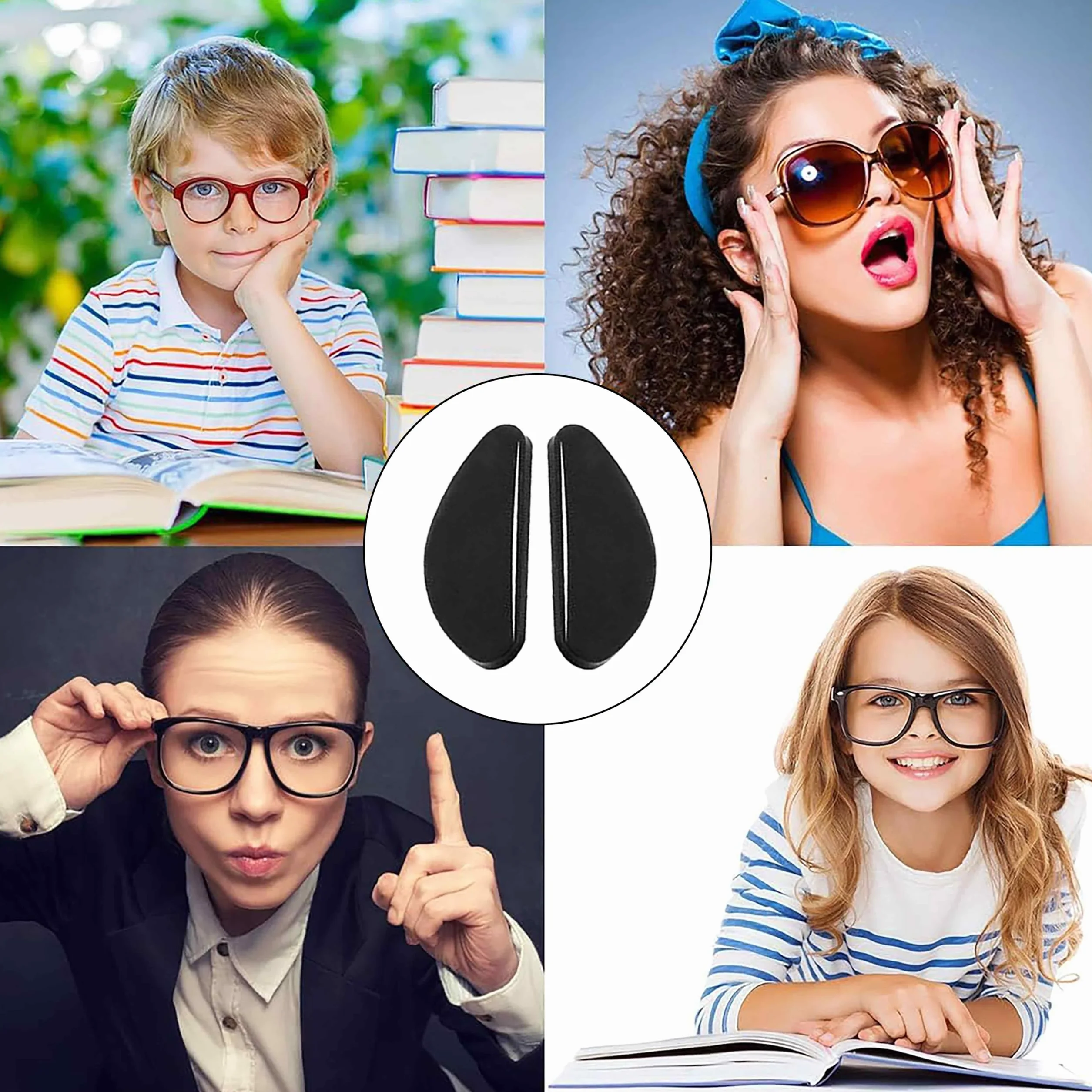 Plaquettes de Nez en Silicone Anti Glisse pour Lunettes, Coussinets Nez Adhésif Antidérapant