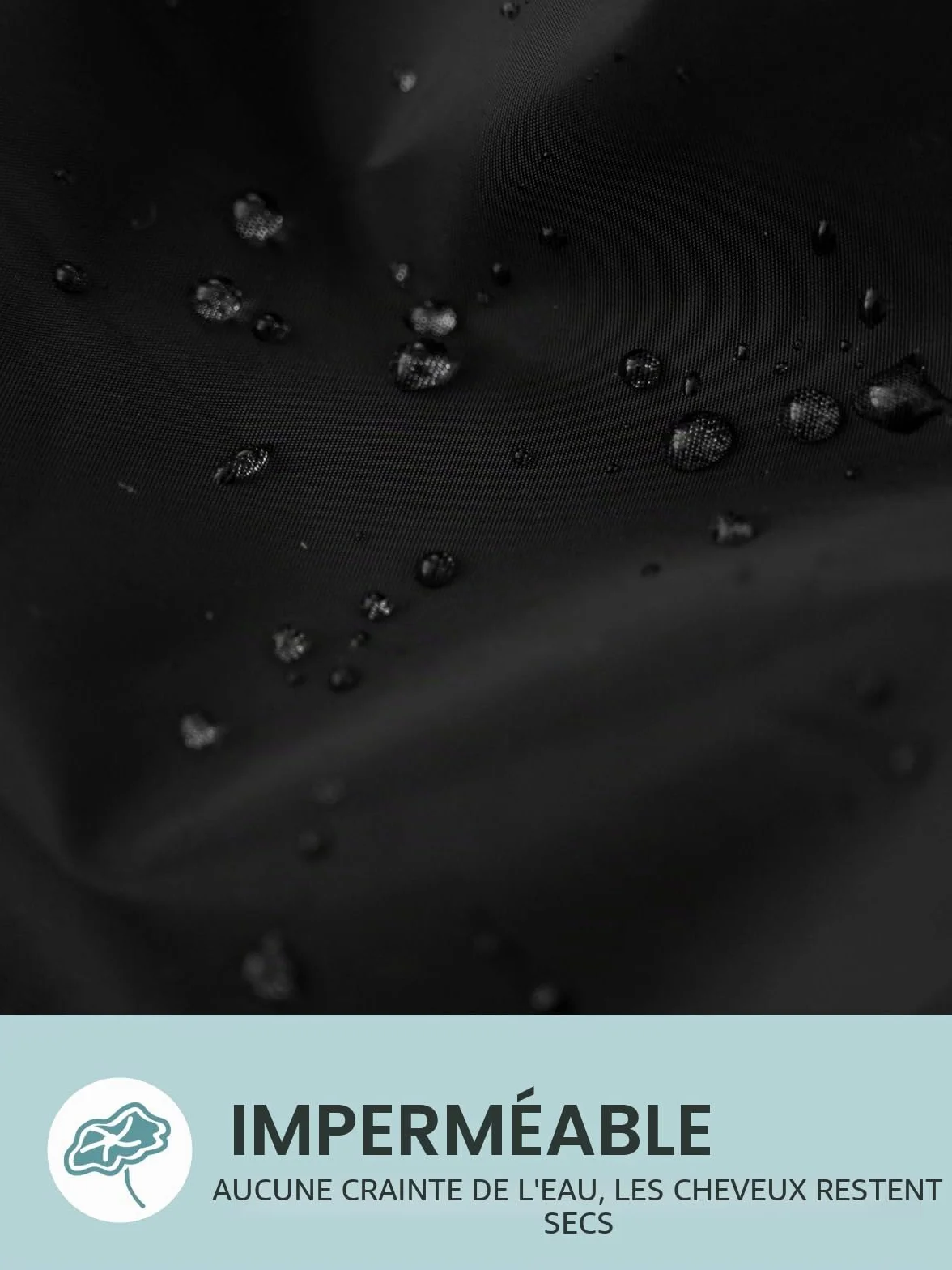 Bonnet de douche imperméable réutilisable pour femme, design élastique double couche, noir