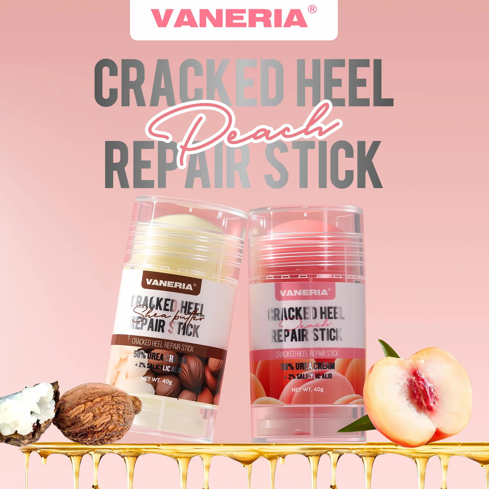 Vaneria Crème réparatrice pour pieds secs et crevassés 40g Pêche