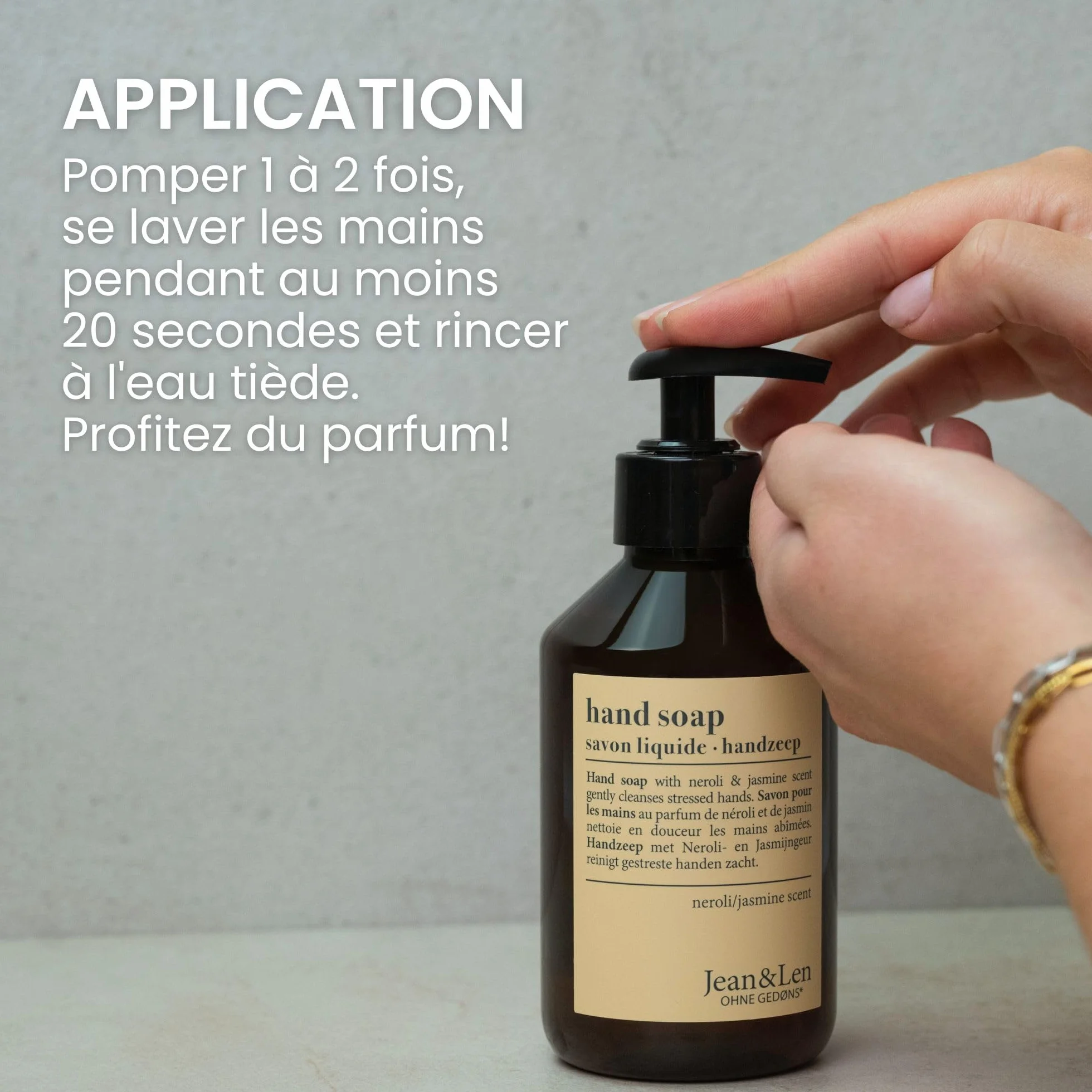 Jean & Len Savon mains Néroli & Jasmin, 250 ml, sans parabènes, végane