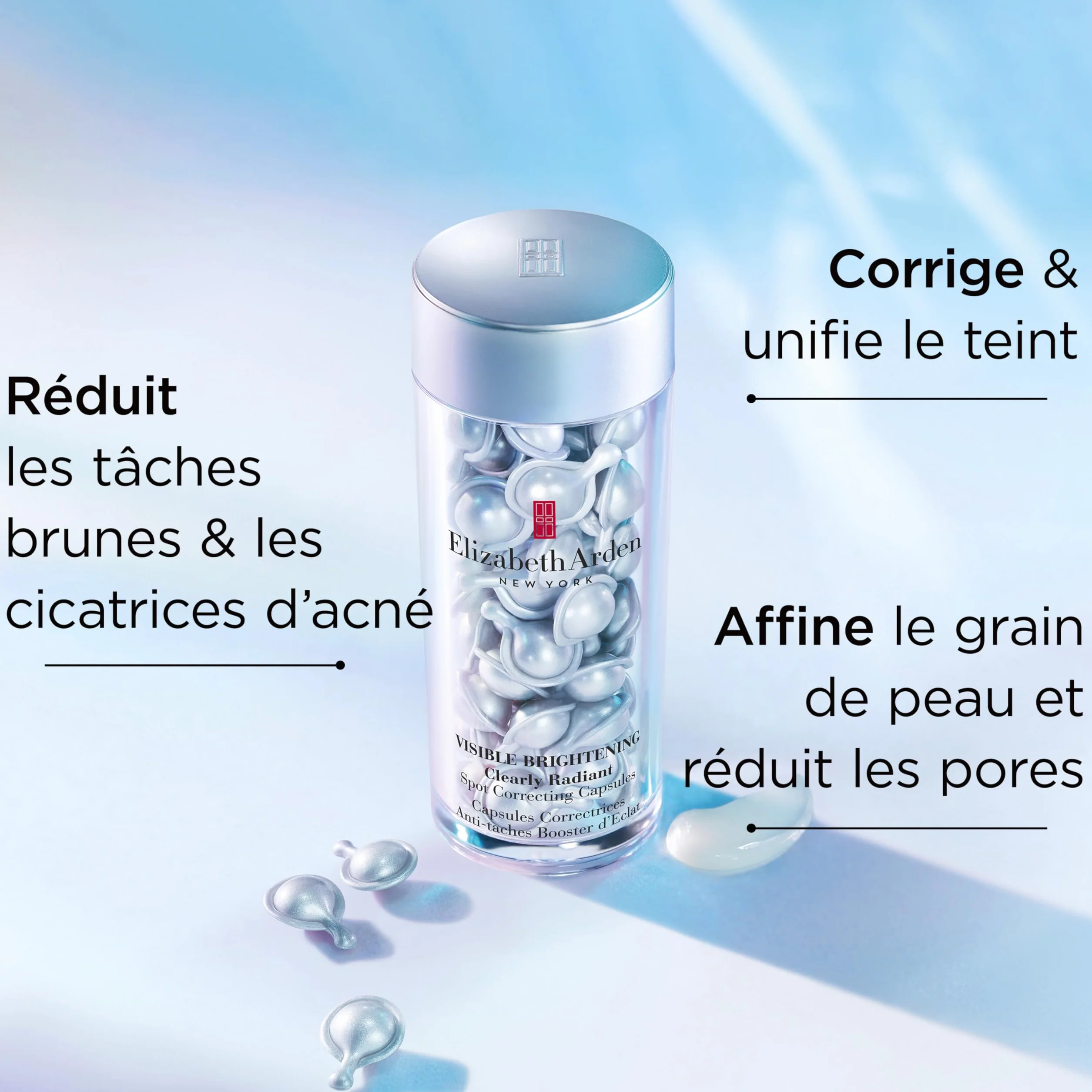 Elizabeth Arden, Visible Brightening Capsules Sérum Correctrices Anti-taches Booster d’Éclat, Serum visage, Soin skincare anti taches brunes, Lisse le teint, Eclat
