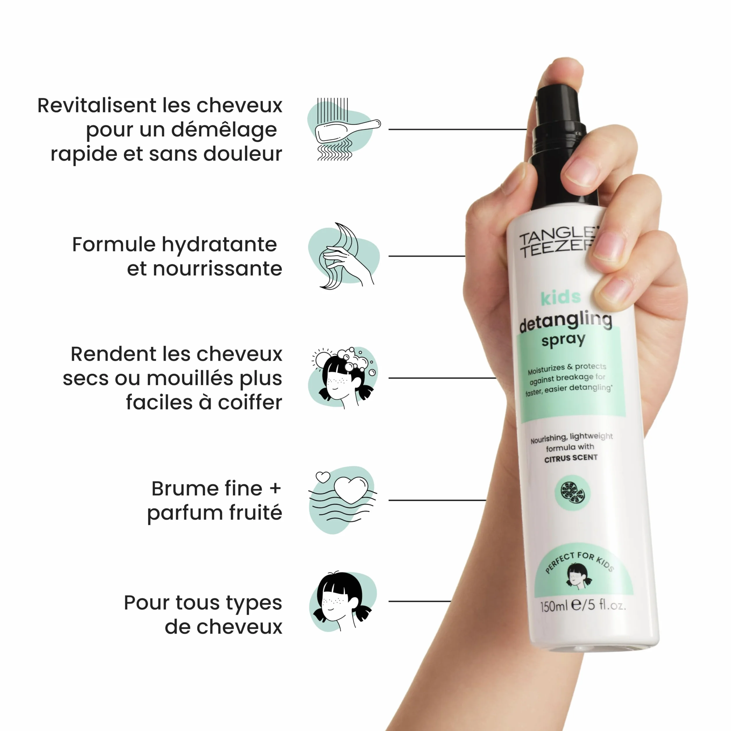 Tangle Teezer Spray Démêlant Enfant Parfum Agrumes, Démêle Efficacement, Végane Sans Cruauté