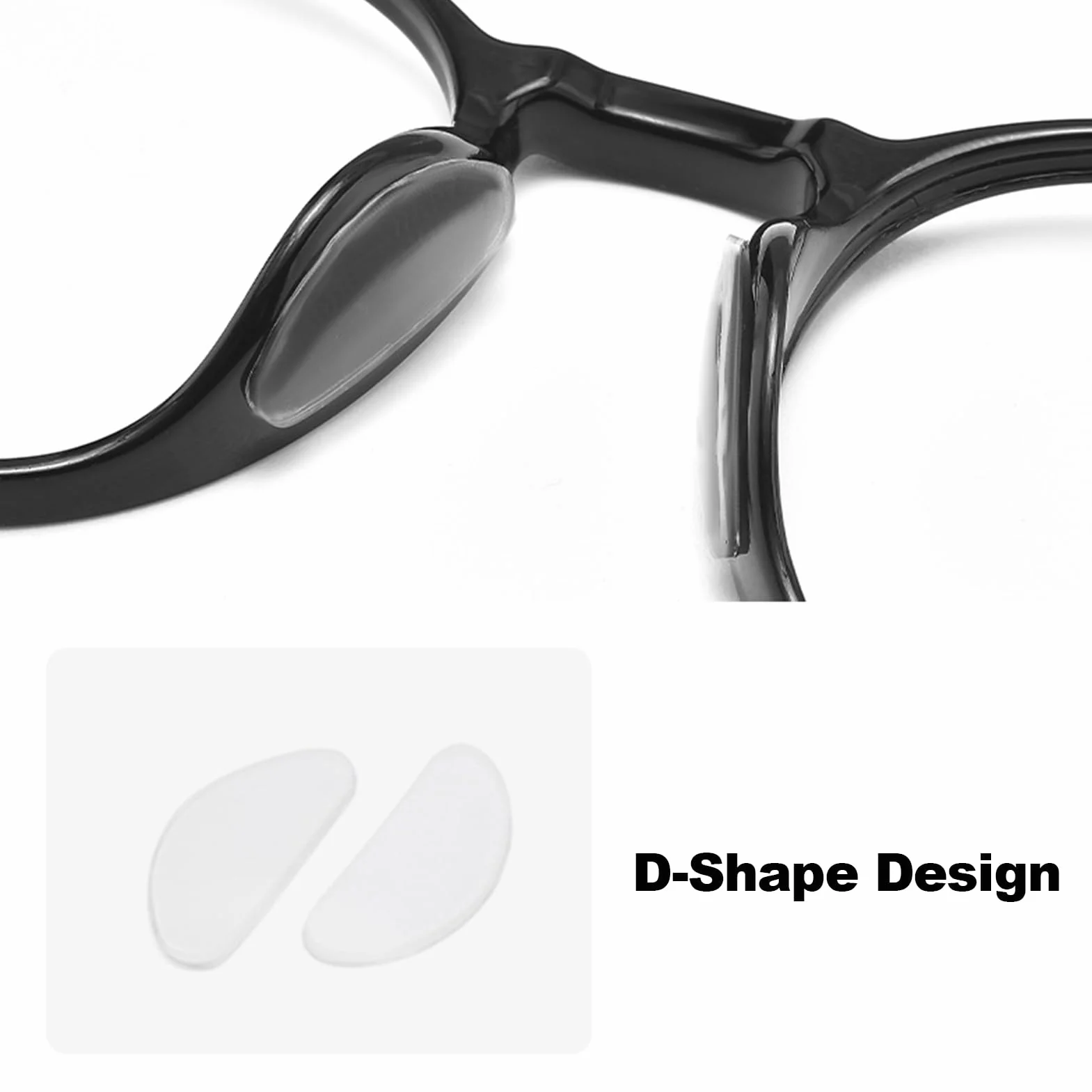 Plaquettes de Nez en Silicone Antidérapant, Coussinets de Nez Adhésif pour Lunettes, Doux et Confortables (Transparent)