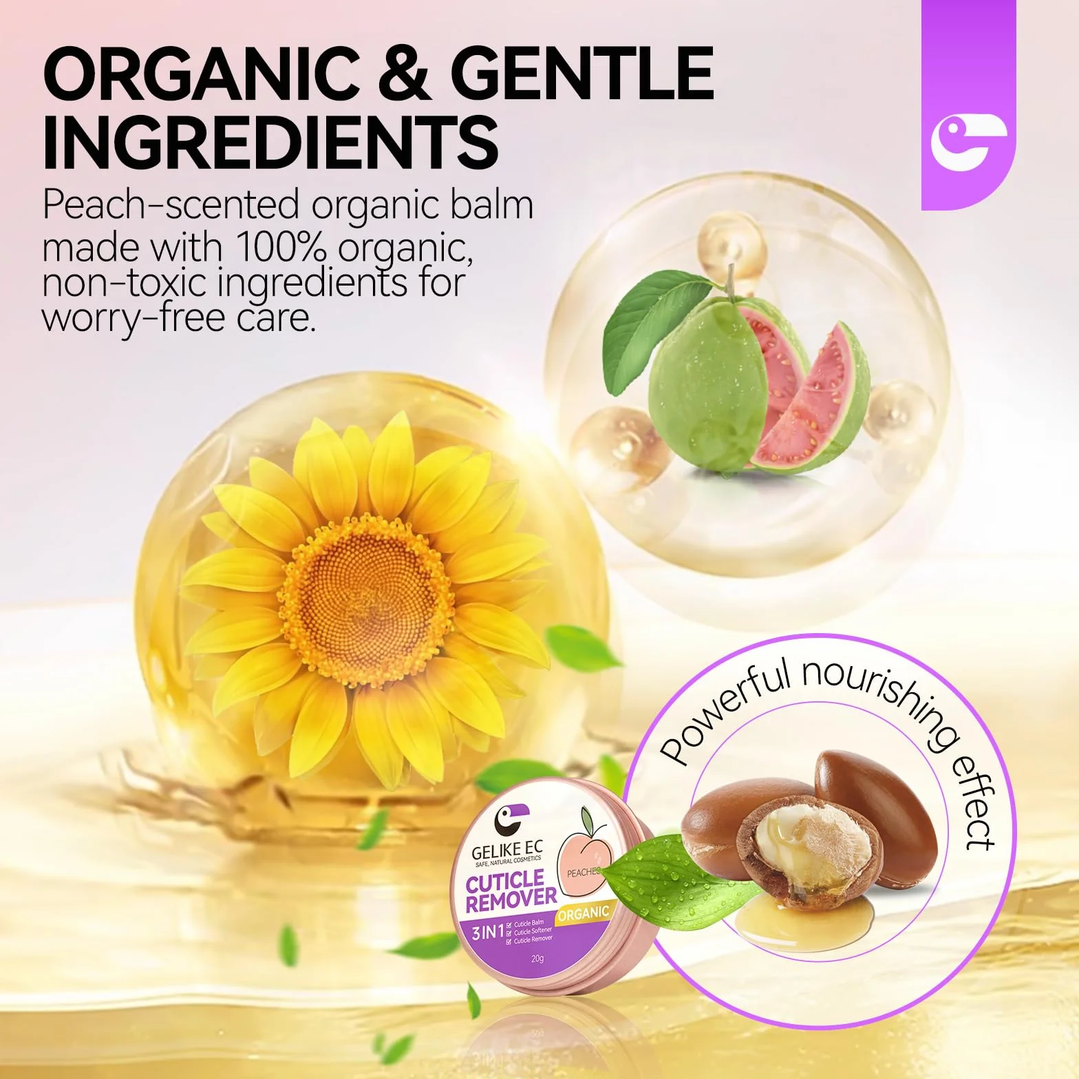 Gelike Crème pour Cuticules au Parfum d'Abricot - Soin Hydratant pour Mains Sèches