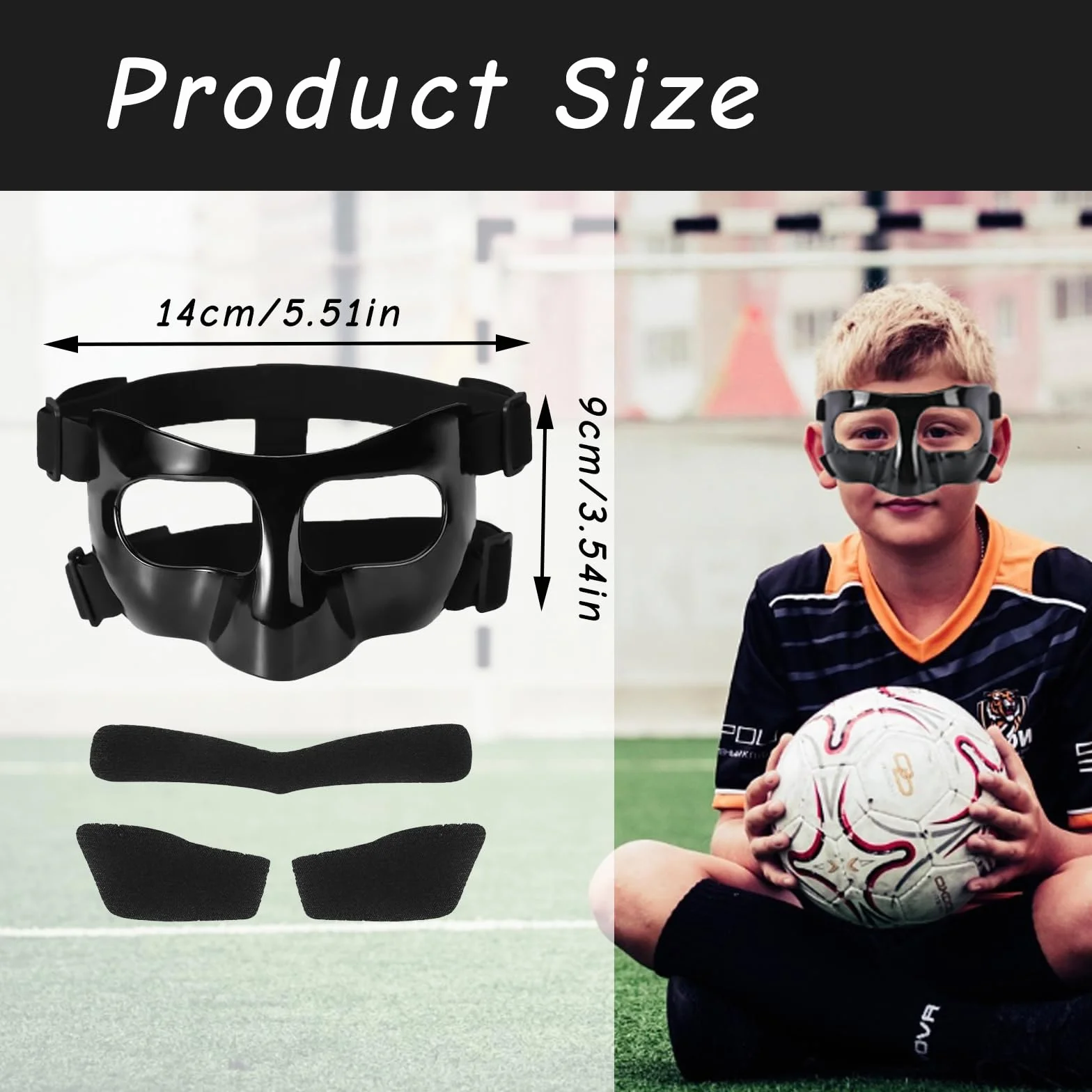 Masque nasal pour sport fracture nasale petite taille rembourrage enfants adolescents bande élastique réglable