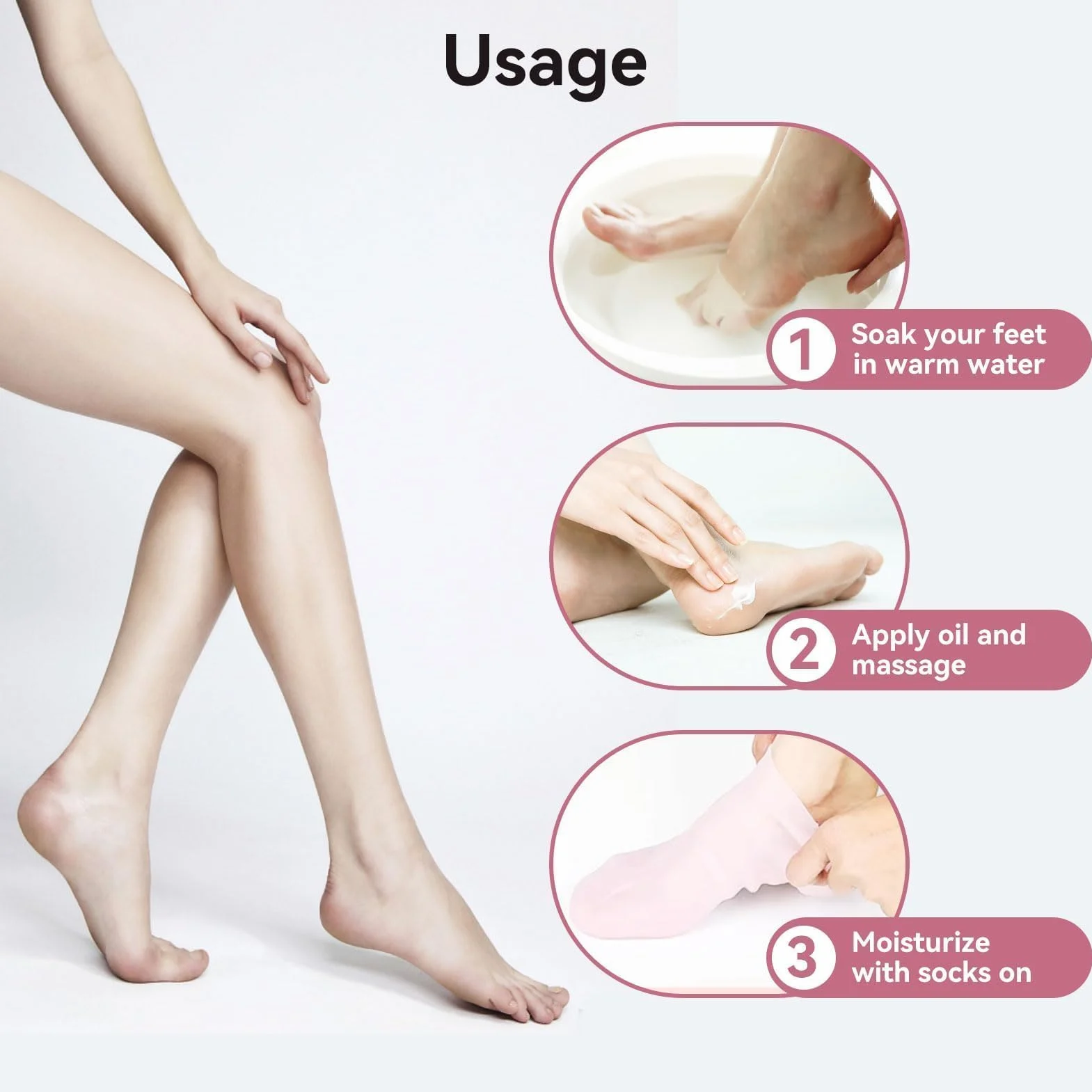 Agatige Chaussettes Hydratantes En Silicone Antidérapantes Adoucissantes Pour Pieds Secs Et Craquelés L 39-41