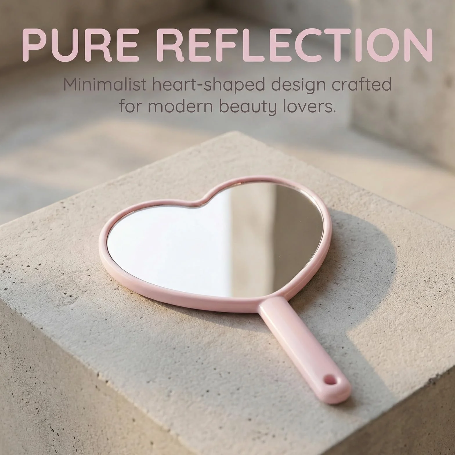 Miroir à main forme coeur 12 x 8 cm miroir cosmétique portable rose