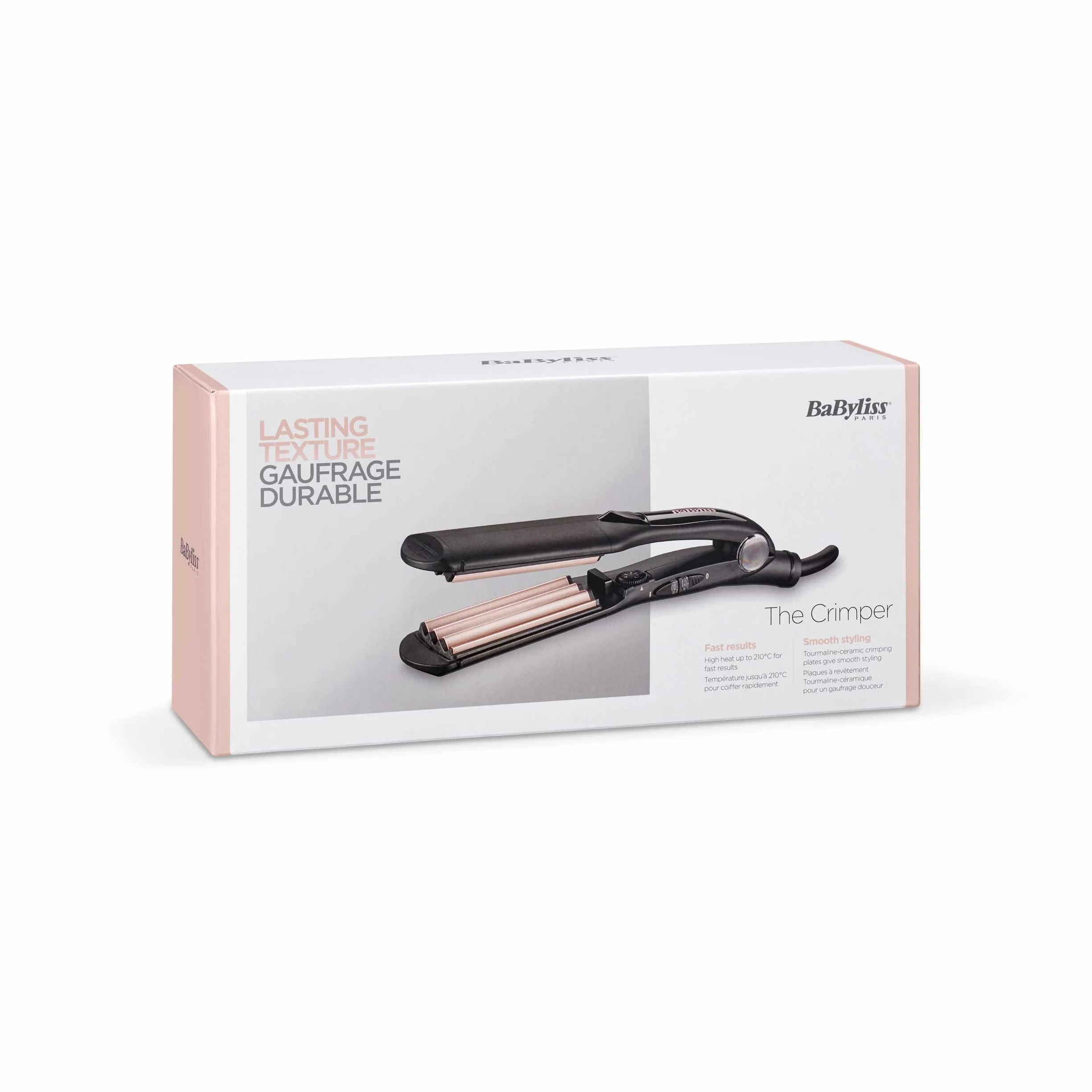 BaByliss Fer à gaufrer Crimper - Revêtement Tourmaline-céramique, 10 réglages de température jusqu'à 210°C, appareil de coiffure professionnel, Noir, 2165CE