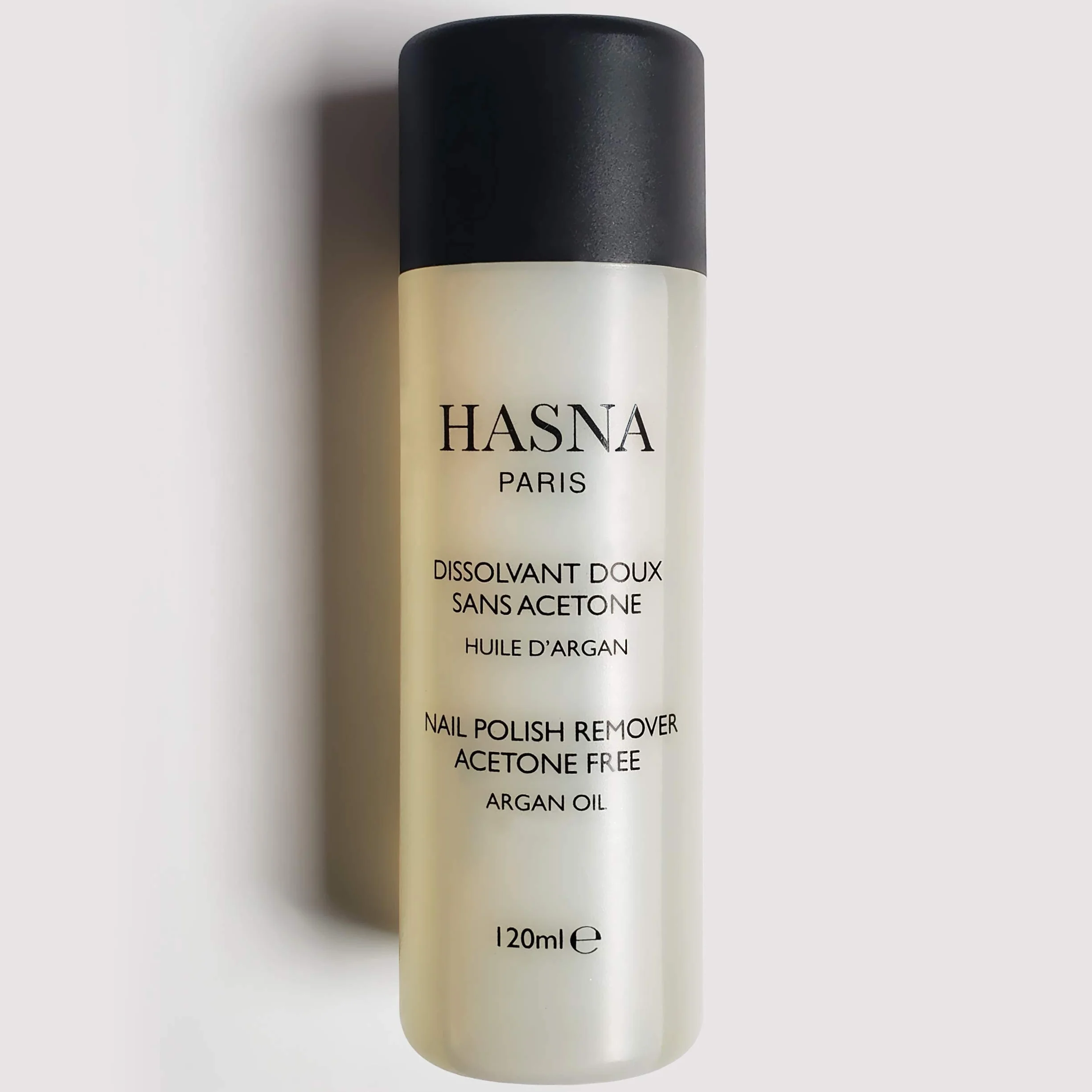 HASNA PARIS Dissolvant Doux à l'Huile d'Argan Sans Acétone 120 ml pour Ongles Sensibles