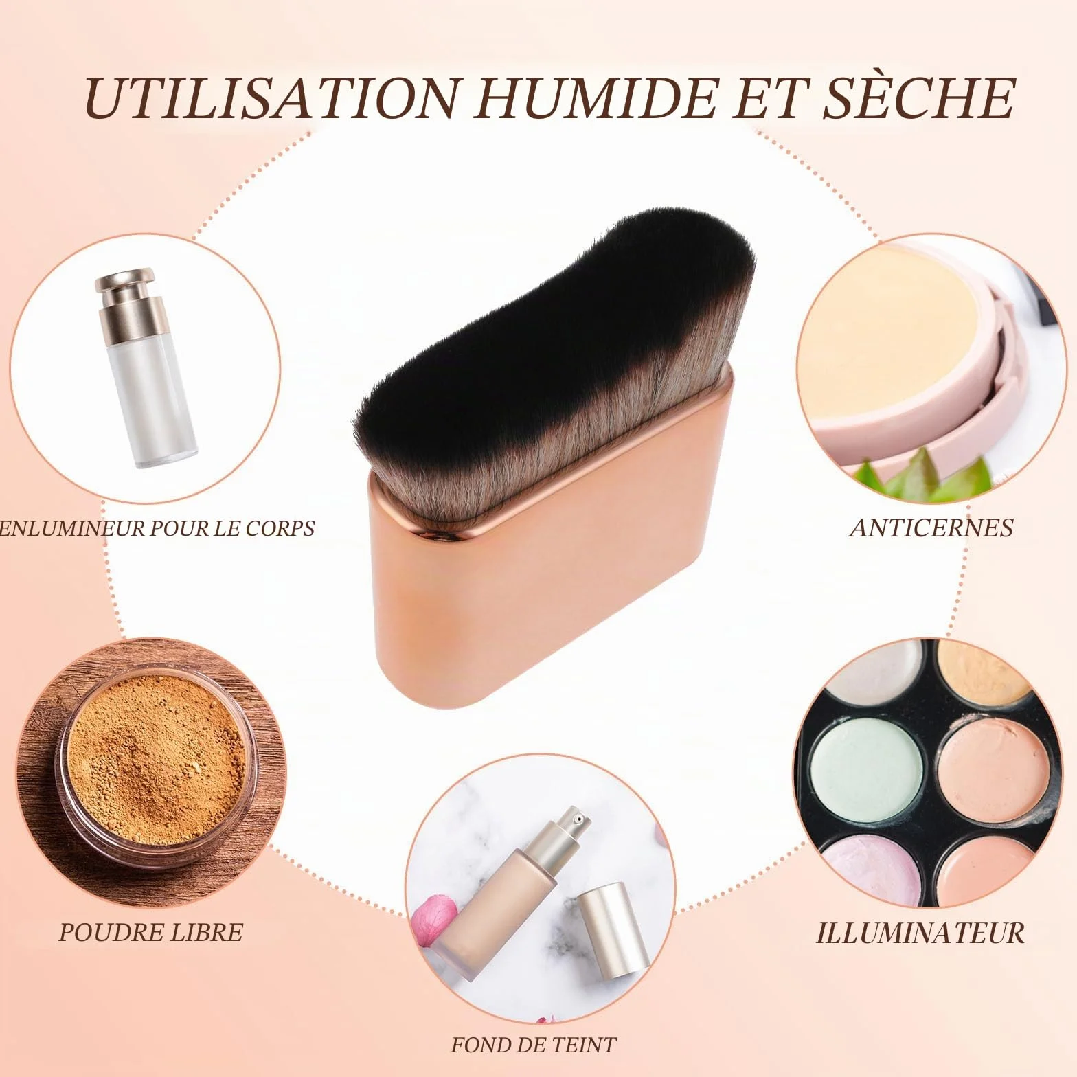 Brosse de bronzage Kabuki pinceau autobronzant corps jambes fond de teint mélange applicateur
