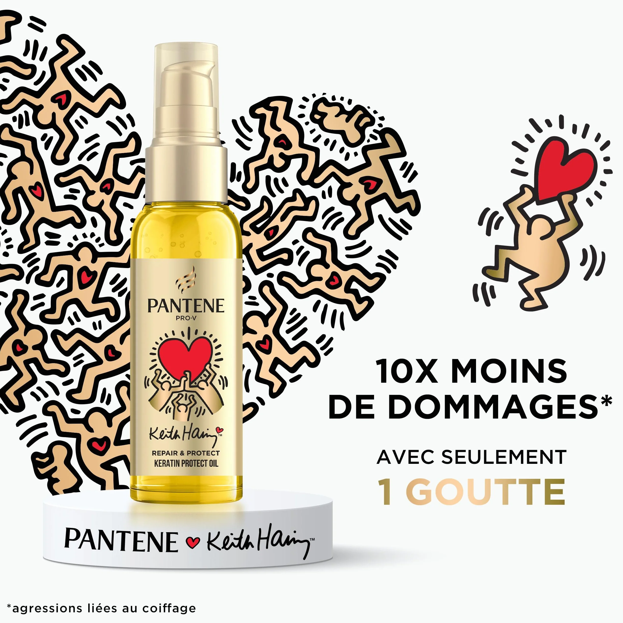 Pantene Pro-V x Keith Haring Art Collection Repair & Protect Keratin Protect Huile Capillaire 100ml Réparation Intense Cheveux Secs Abîmés