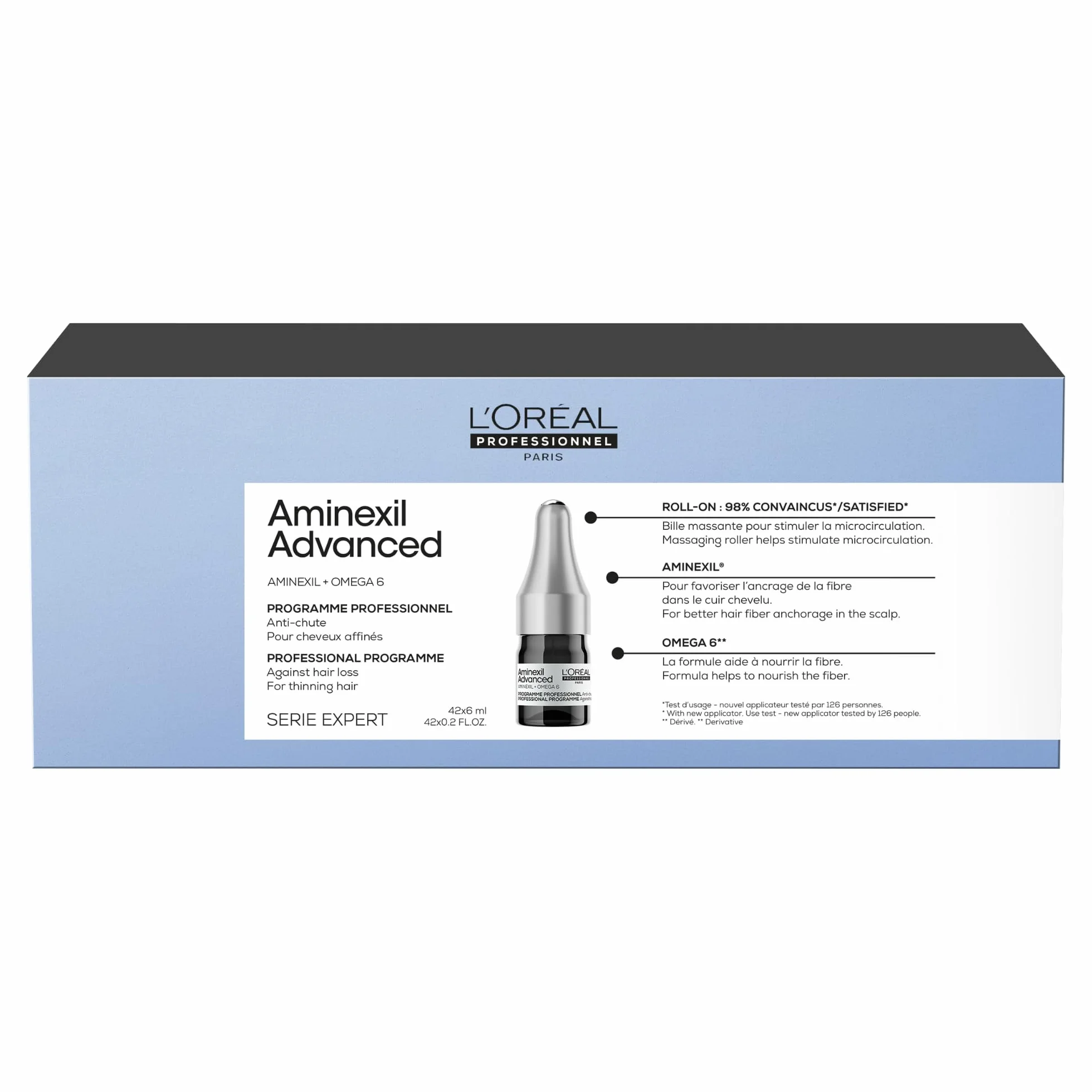 L'Oréal Professionnel Cure Anti-Chute de Cheveux Roll-On Homme Femme Sans Silicone 42 x 6 ml