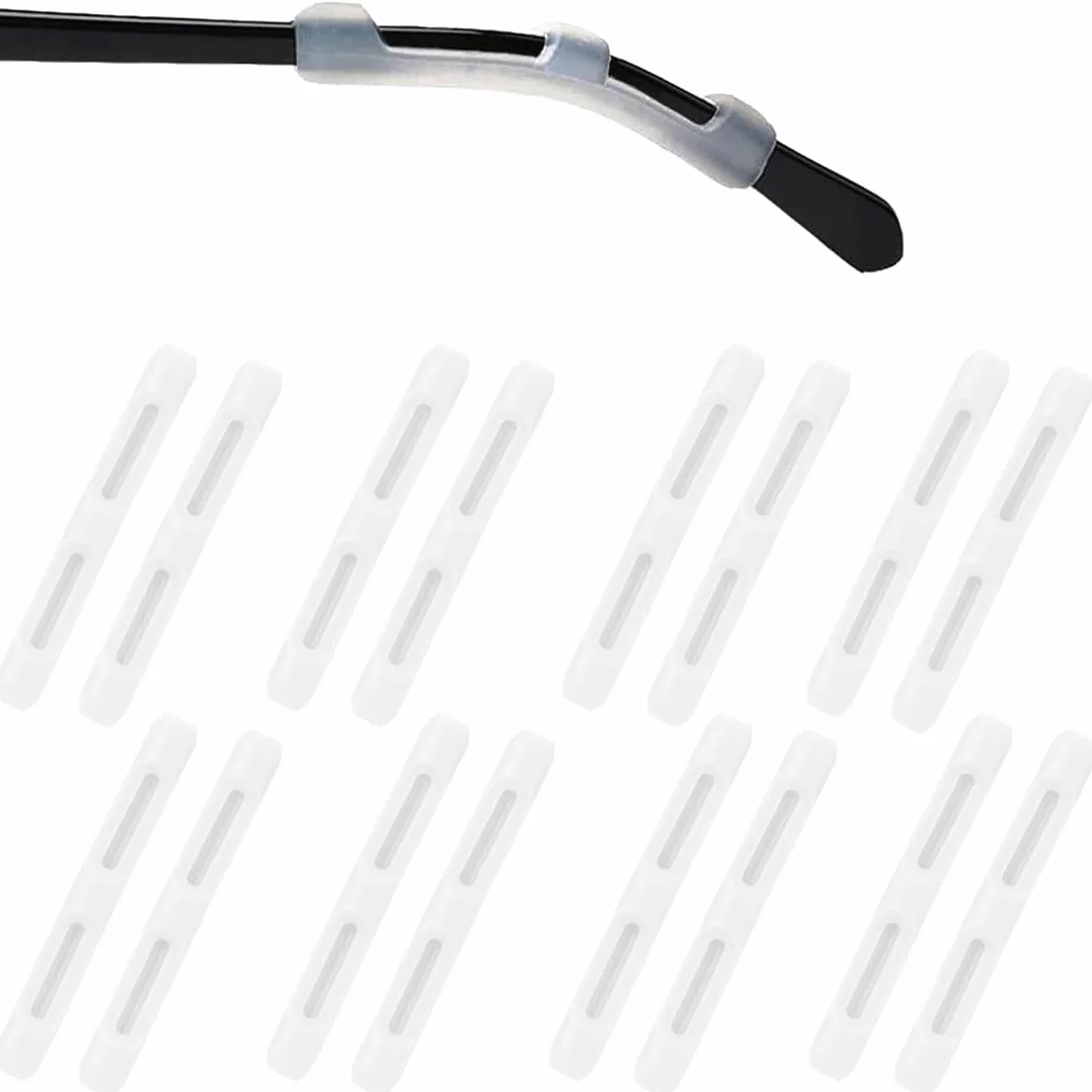 JEYORZY 8 Paires de Couvre-têtes en Silicone Anti-glisse pour Lunettes, Blanc