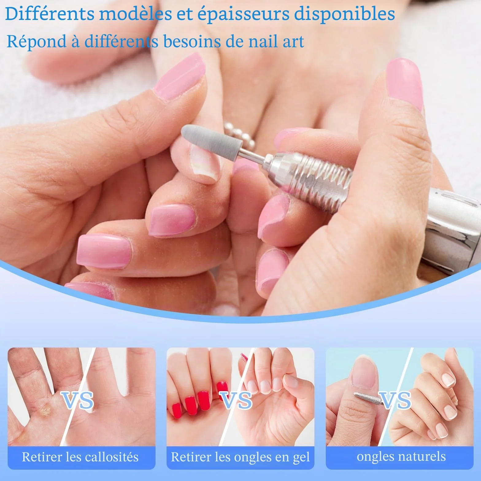 Embout Ponceuse Ongles, 6Pcs Forets à Ongles Tungstène, 1 Pinceau, Embout Depose Ponceuse Ongles Professionnel pour Manucure et Pédicure, Enlever le Gel et Les Cuticule (StilC)