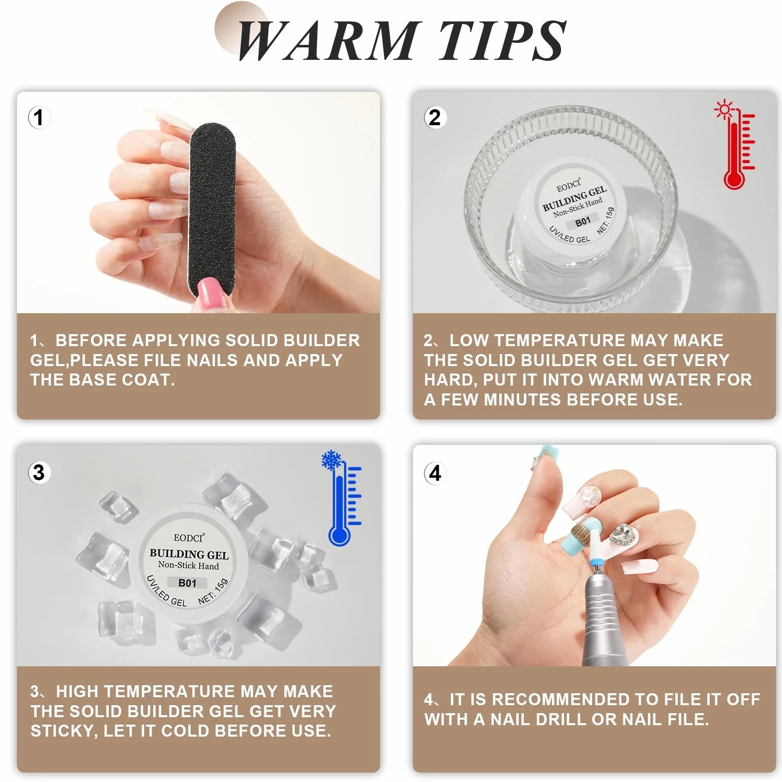 Gel solide pour extension d'ongles EODCI - Dur, fleur, renforcer - Maison & salon