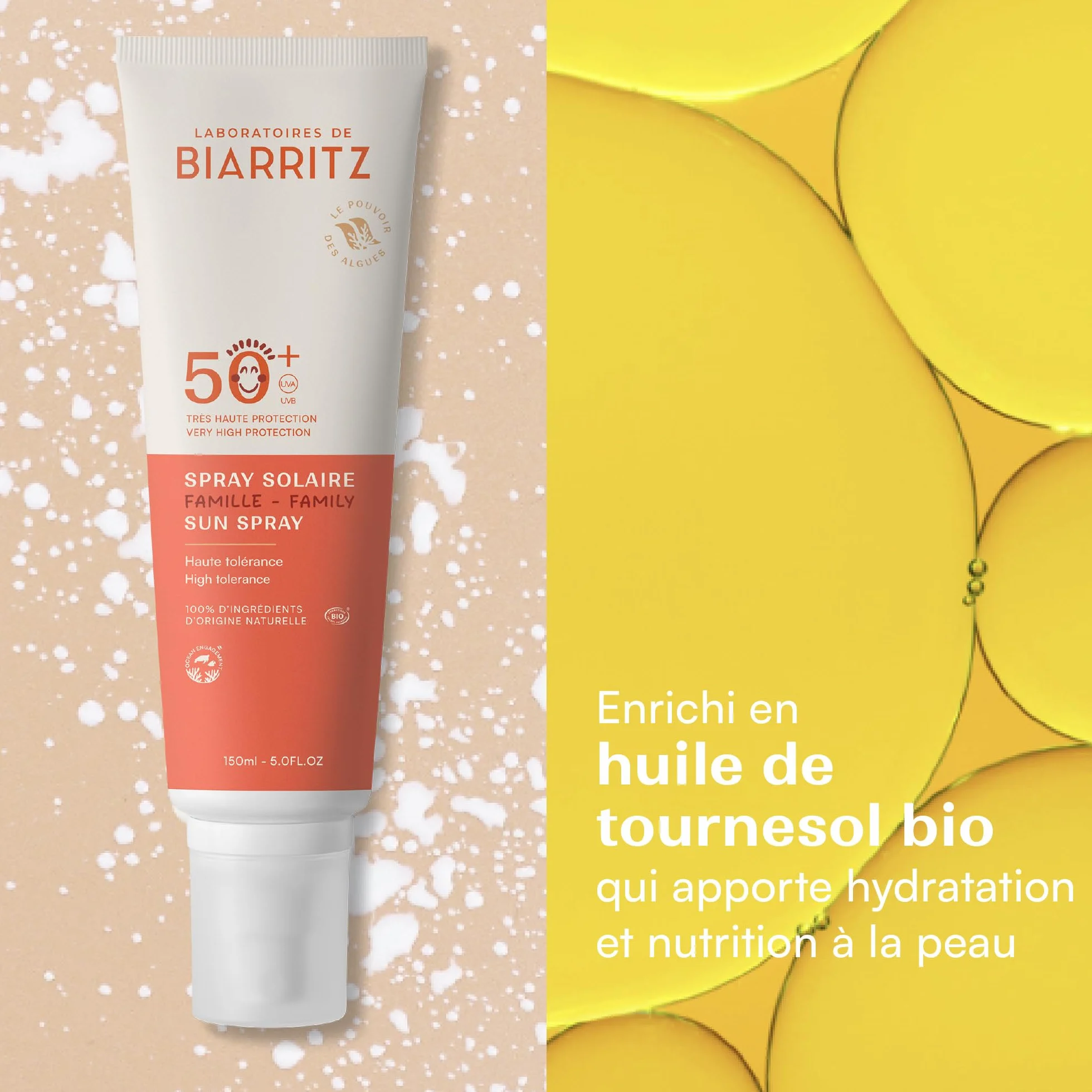 Laboratoires de Biarritz Crème Solaire SPF50+ Bio Visage Corps 150 ml