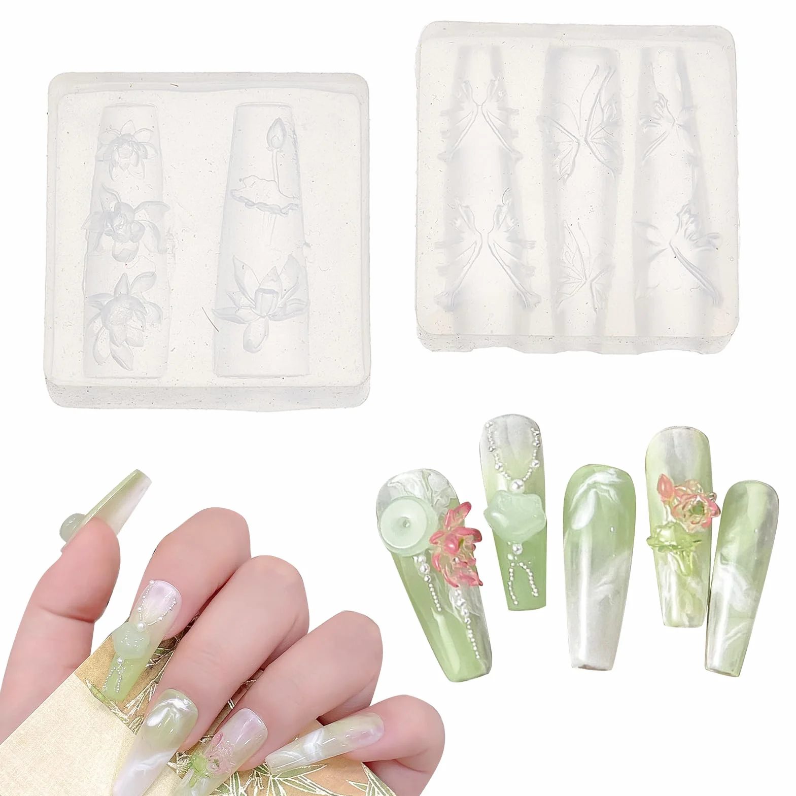 Moule en Silicone Nail Art Forme de Fleur de Lotus 3D pour Décorations d'Ongles