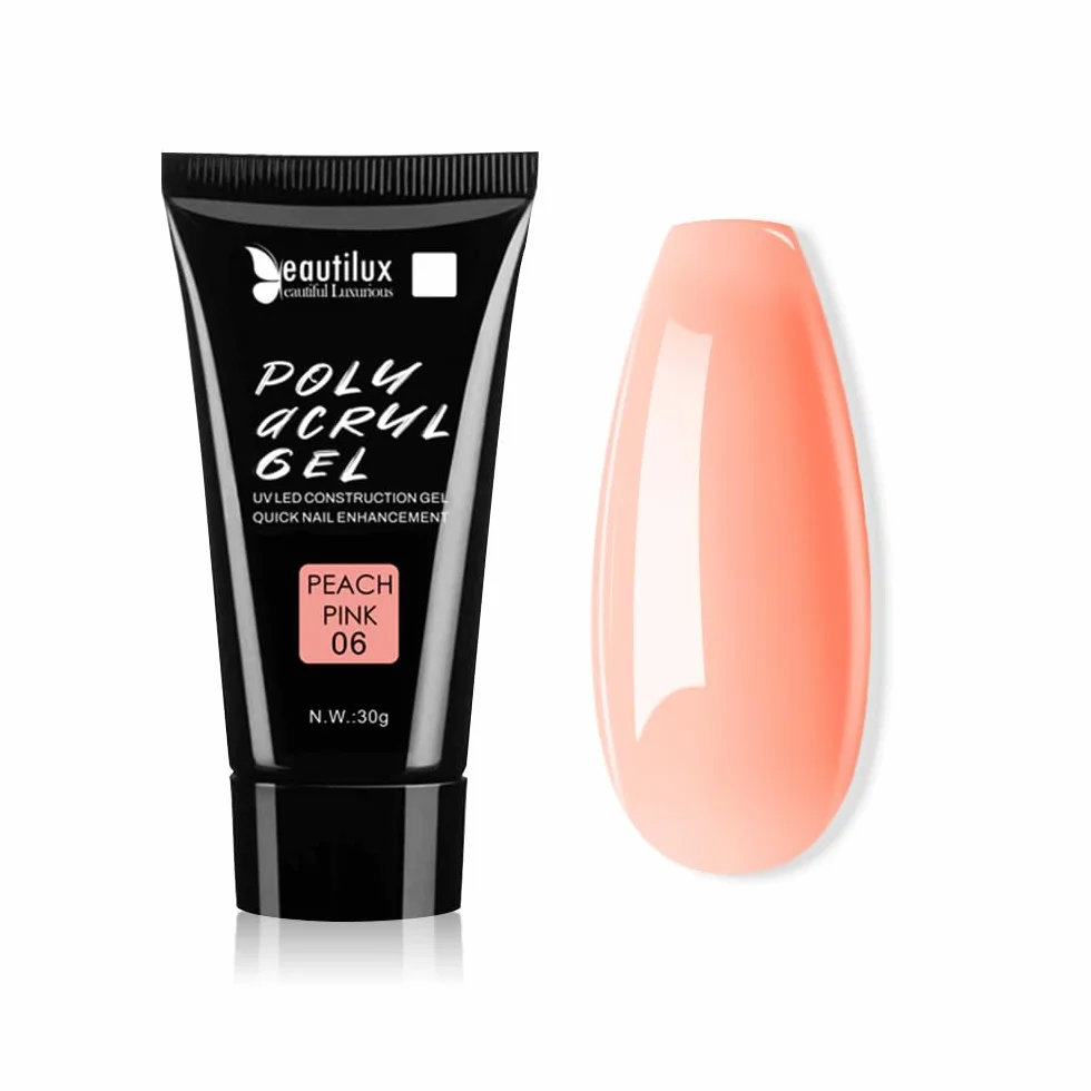 Beautilux Acrylique Gel Nail Peach Pink 30g Long Lasting Acrygel Extender Gel