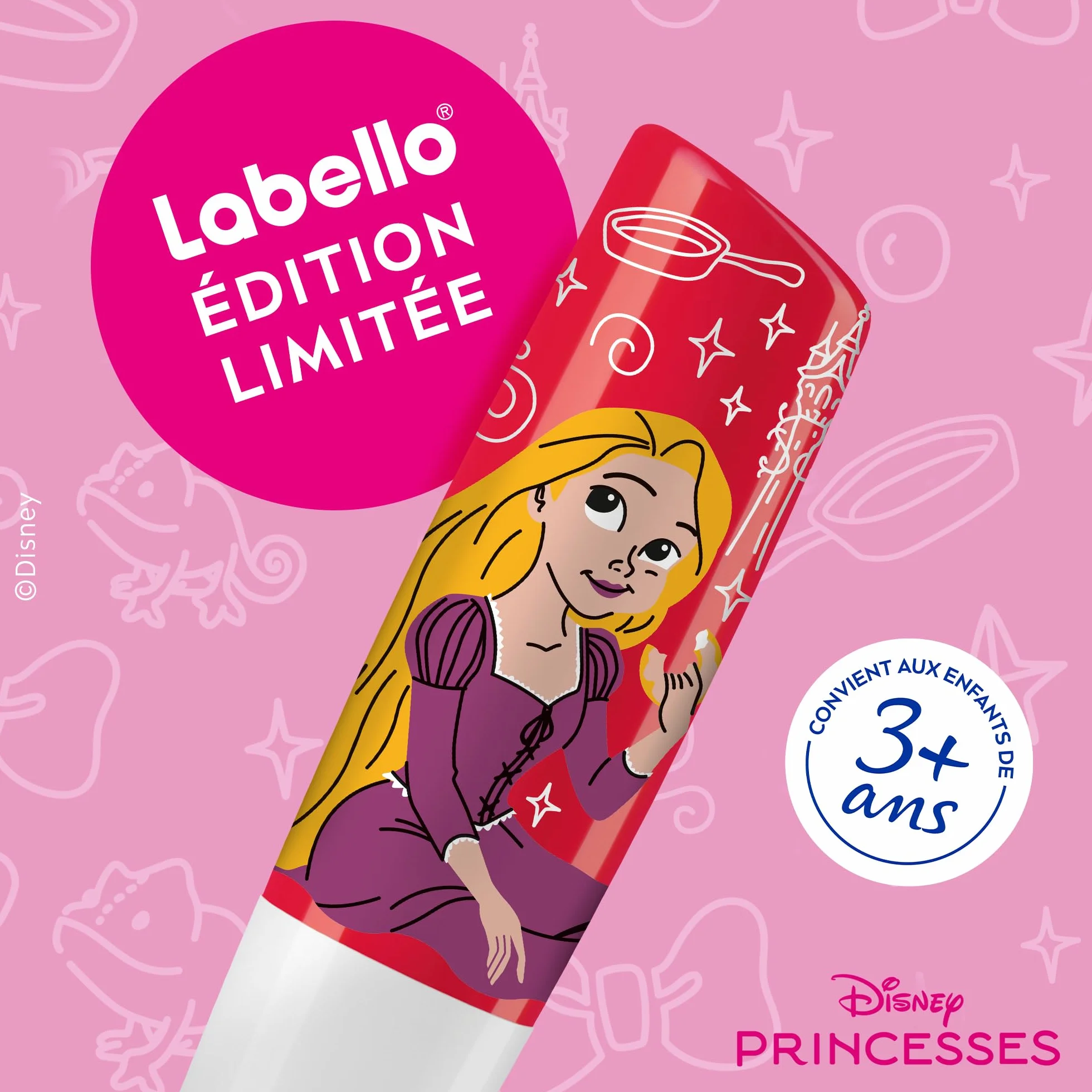 LABELLO Baume à lèvres Édition Limitée Disney Princesse Raiponce Forest Strawberry 4,8 g Stick à lèvres hydratant parfumé à la fraise