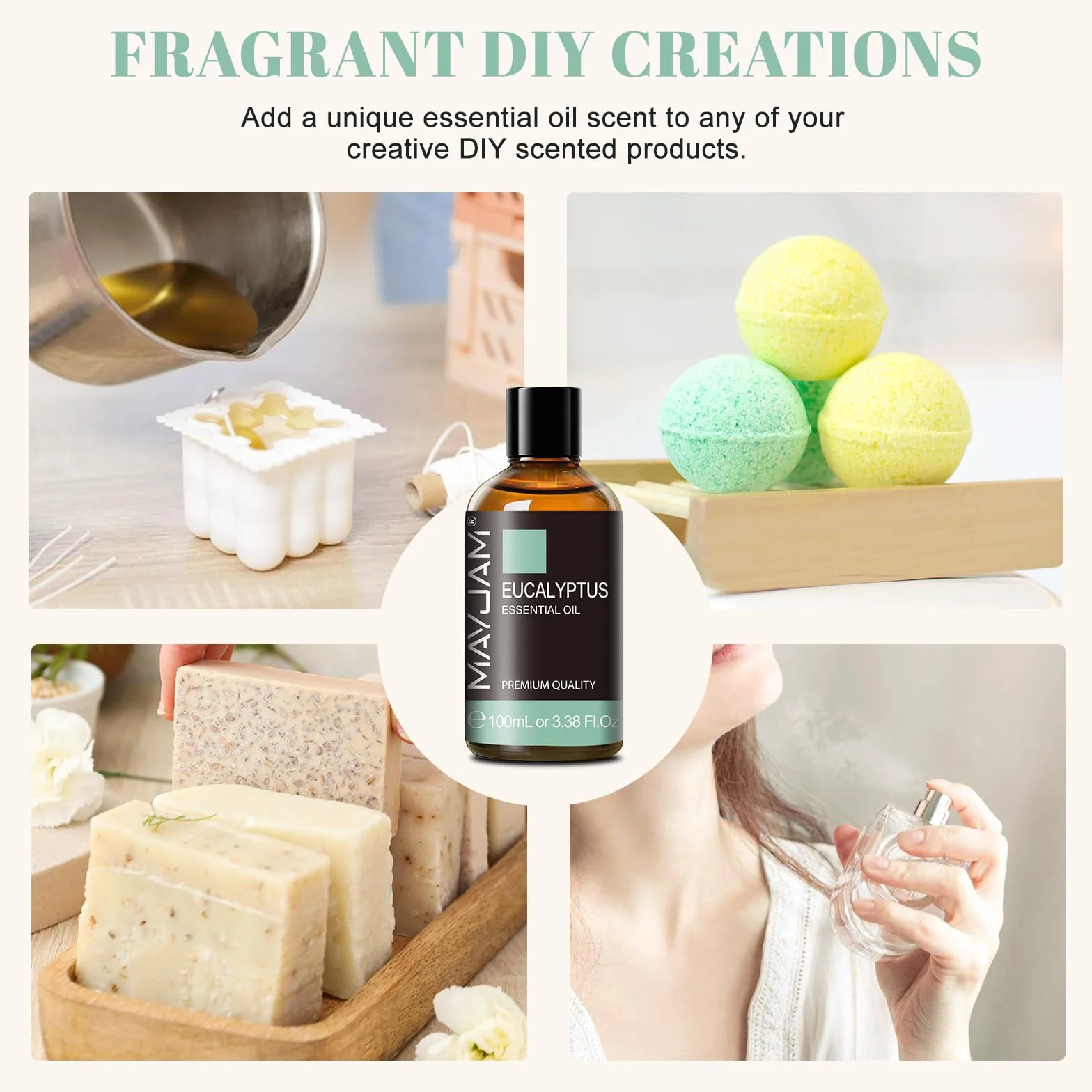 Huile Essentielle d'Eucalyptus 100ml 100% Pure MAYJAM Aromathérapie Diffuseur Massage