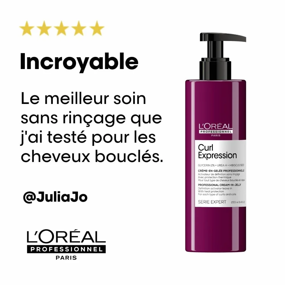 L'OREAL PROFESSIONNEL Curl Expression Soin Cheveux Bouclés Frisés Crépus 12x Plus Définies Glycérine Végétale Urée Sans Sulfate Ni Silicone