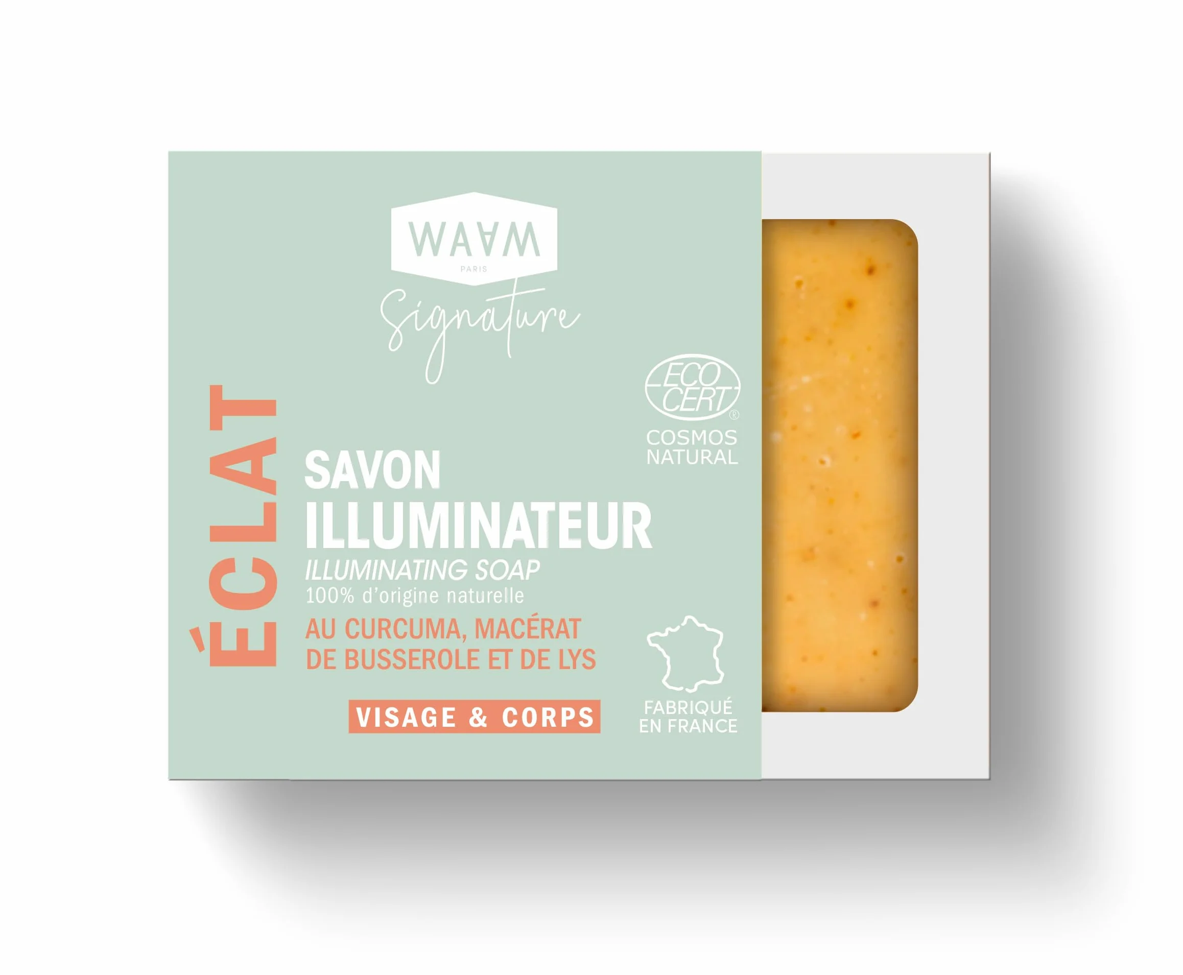 WAAM Cosmetics Savon Illuminateur au Curcuma Nettoyant Visage Corps
