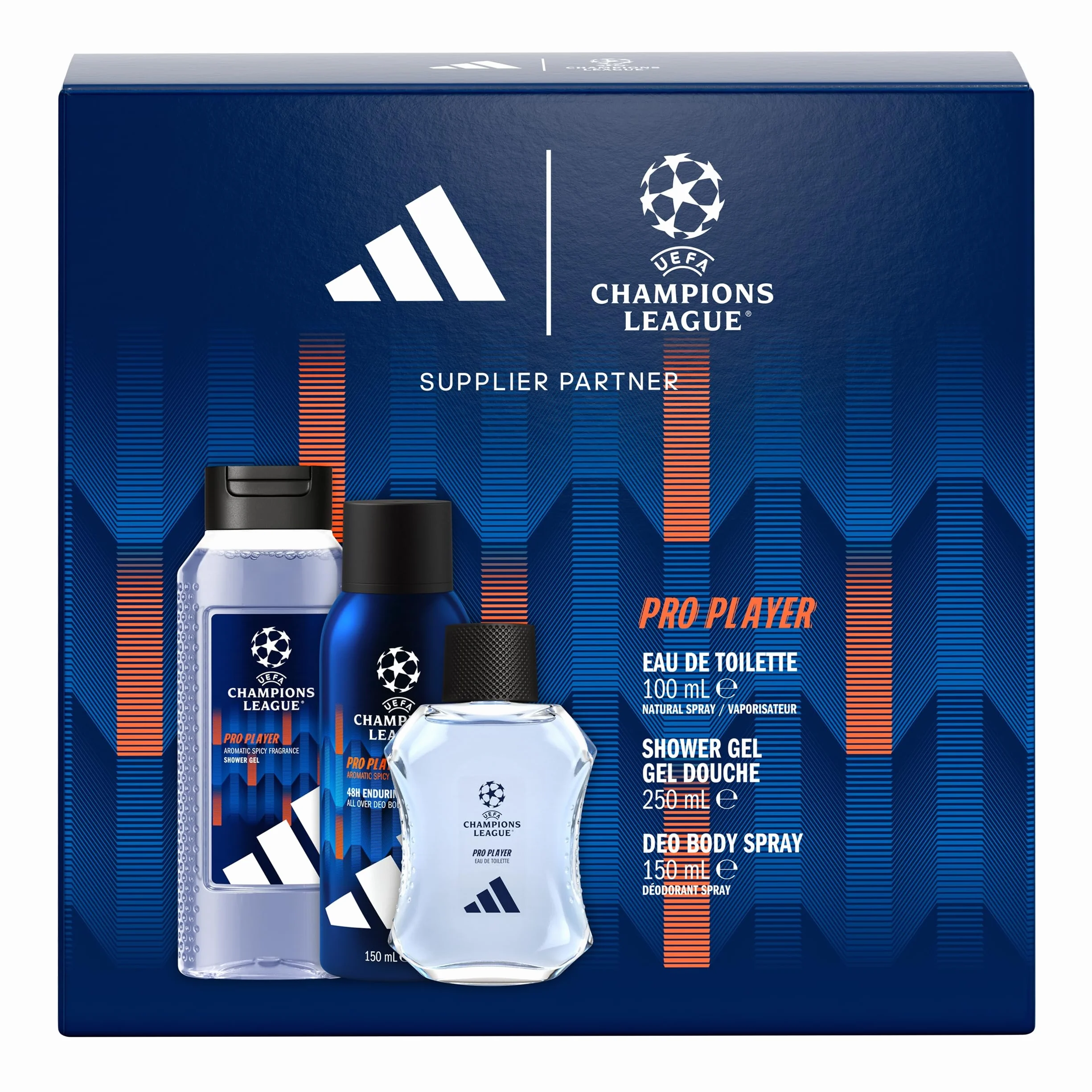 adidas UEFA Champions League Pro Player Giftset Eau de Toilette Shower Gel Deo Body Spray
