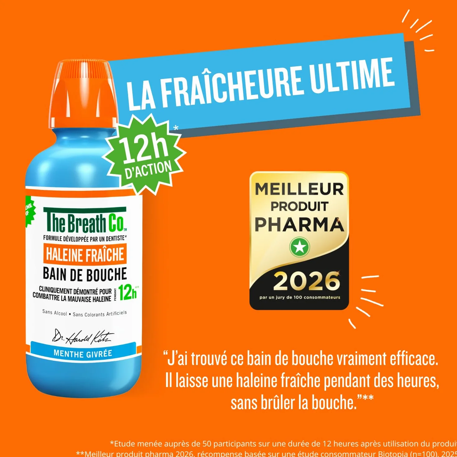 The Breath Co. Bain de Bouche Sans Alcool Menthe Givrée 500ml Haleine Fraîche 12h
