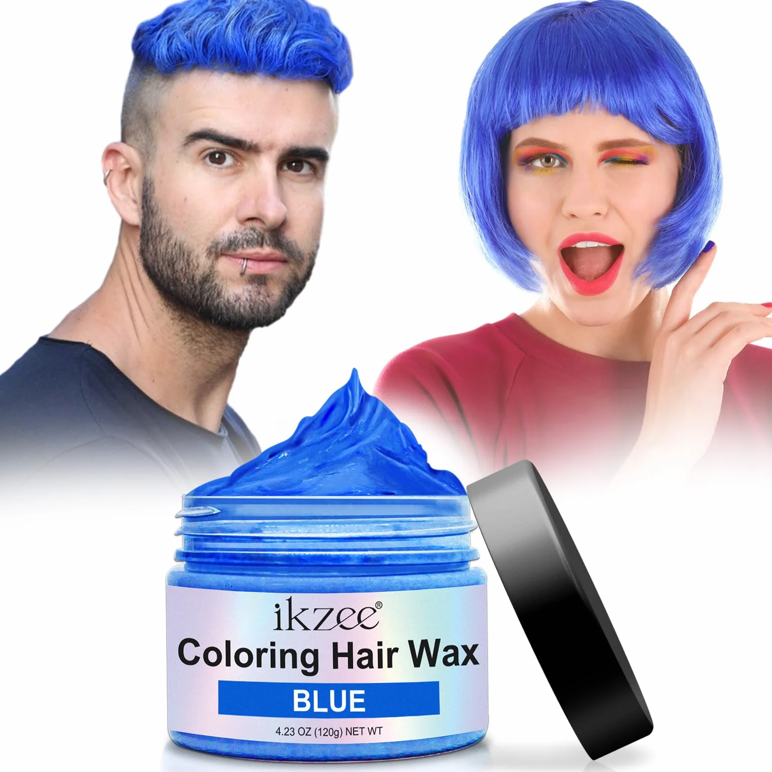 Cire Colorante Cheveux Temporaire Bleu pour Fêtes Halloween Cosplay