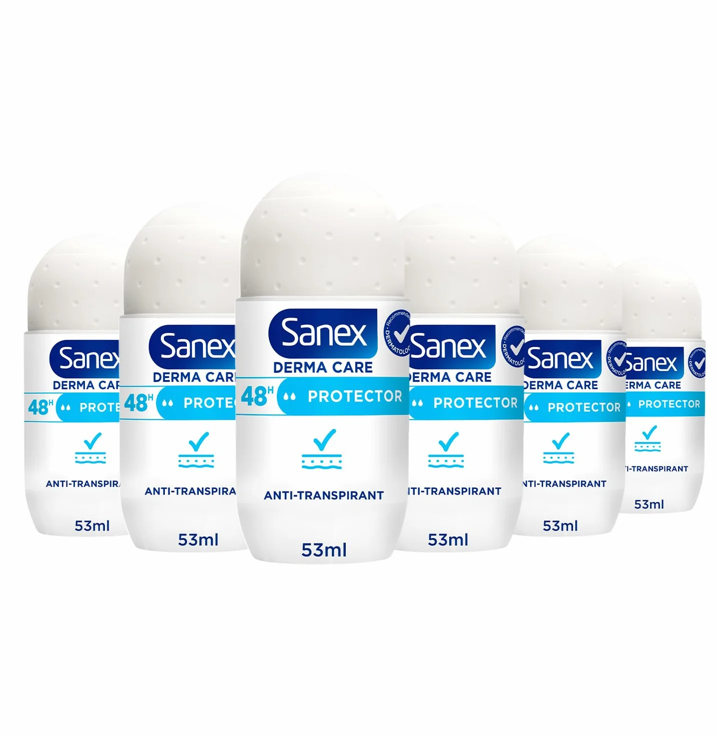 SANEX -Derma Care Protector 48 h Déodorant Bille Anti-transpirant 53 ml –fraîcheur longue durée contre la transpiration et les mauvaises odeurs – respecte la peau– ne contient pas d’alcool*