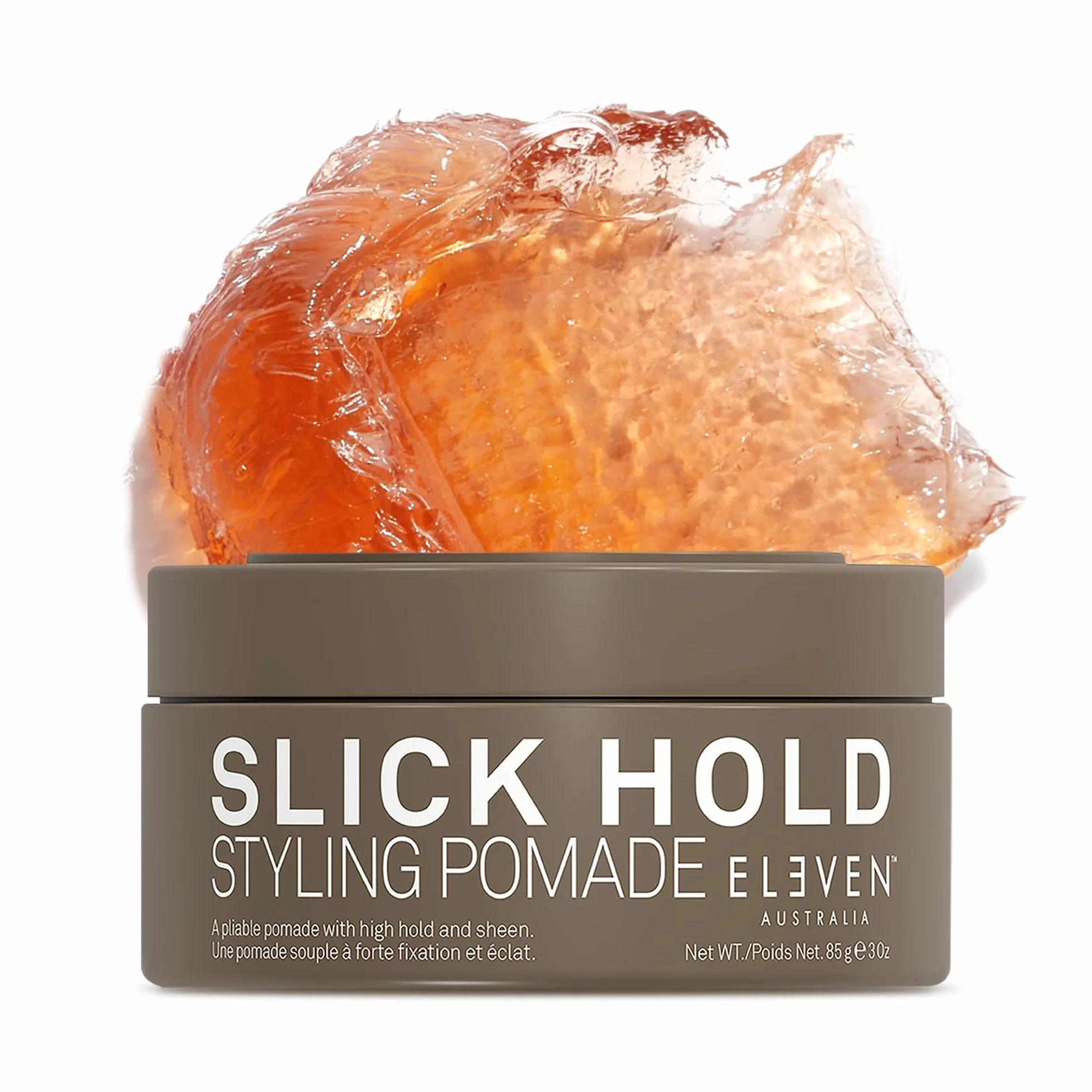 ELEVEN Australia Slick Hold Styling Pomade – Fixation Forte et Haute Brillance – Fini Effet Mouillé pour Styles Courts et Classiques – Formule Lissante et Anti-Frisottis – 85g