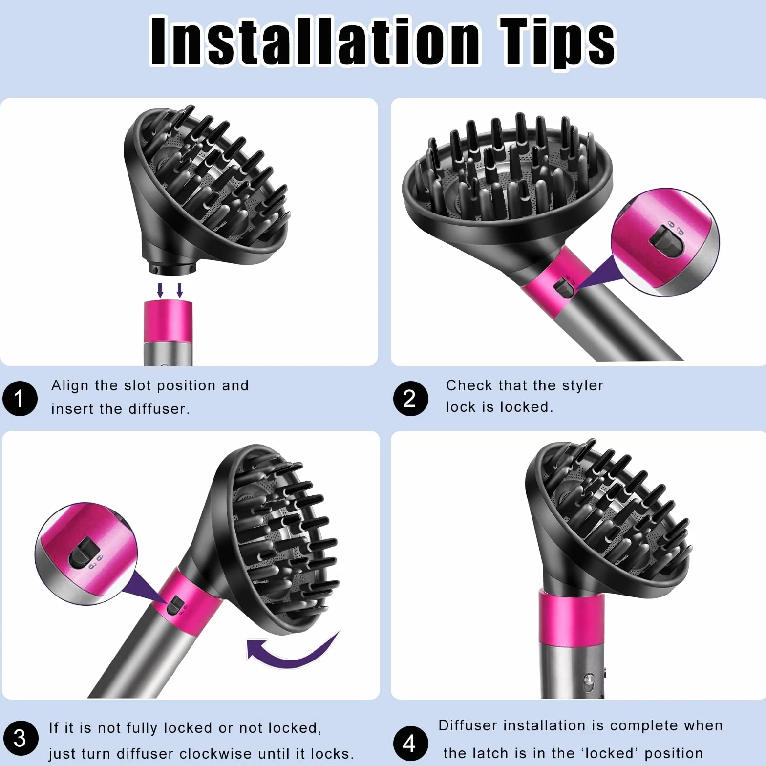 Diffuseur pour Dyson Airwrap Styler HS01 HS05, convertissant votre Air Wrap Styler en sèche-cheveux