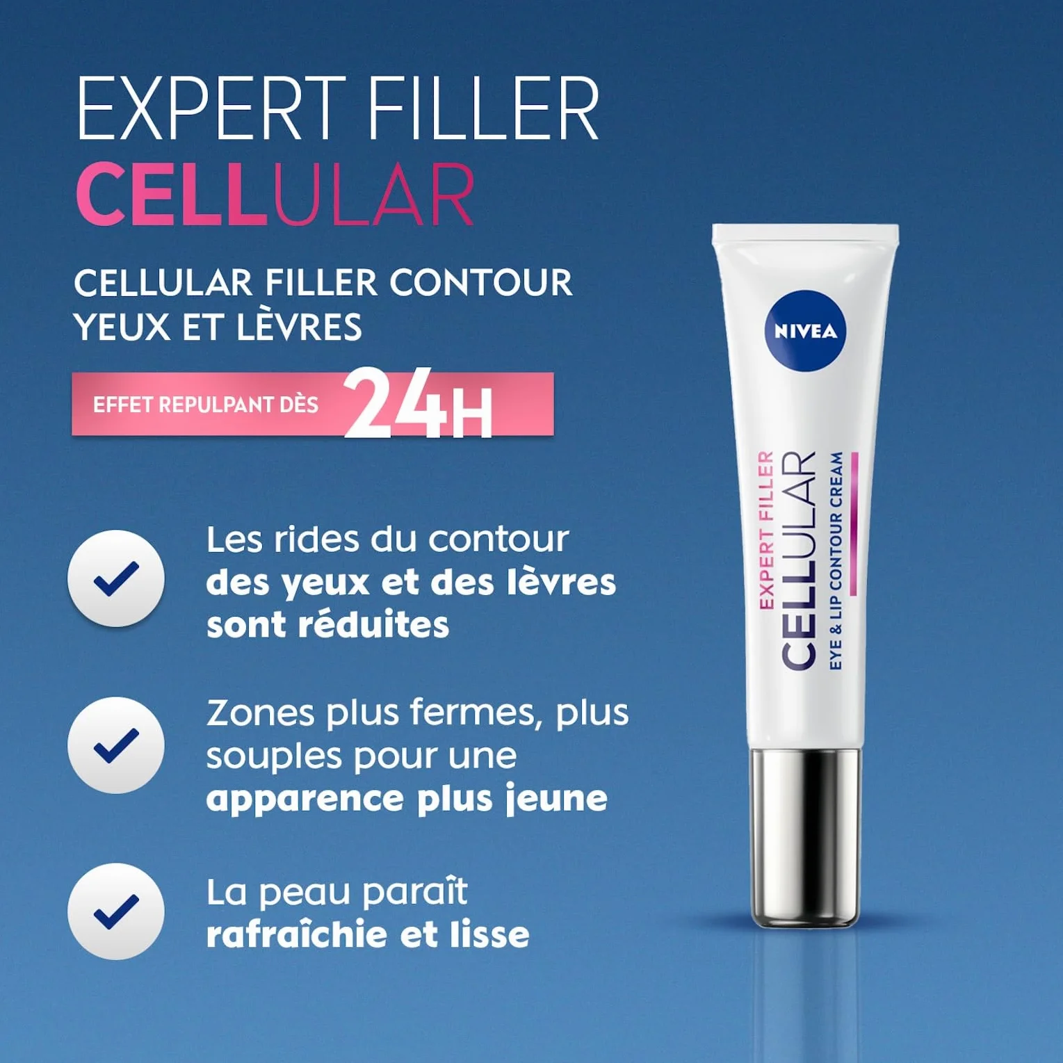 NIVEA Cellular Expert Lift Soin Contour des Yeux & Lèvres Anti-Âge Acide Hyaluronique Acide Folique 15 ml