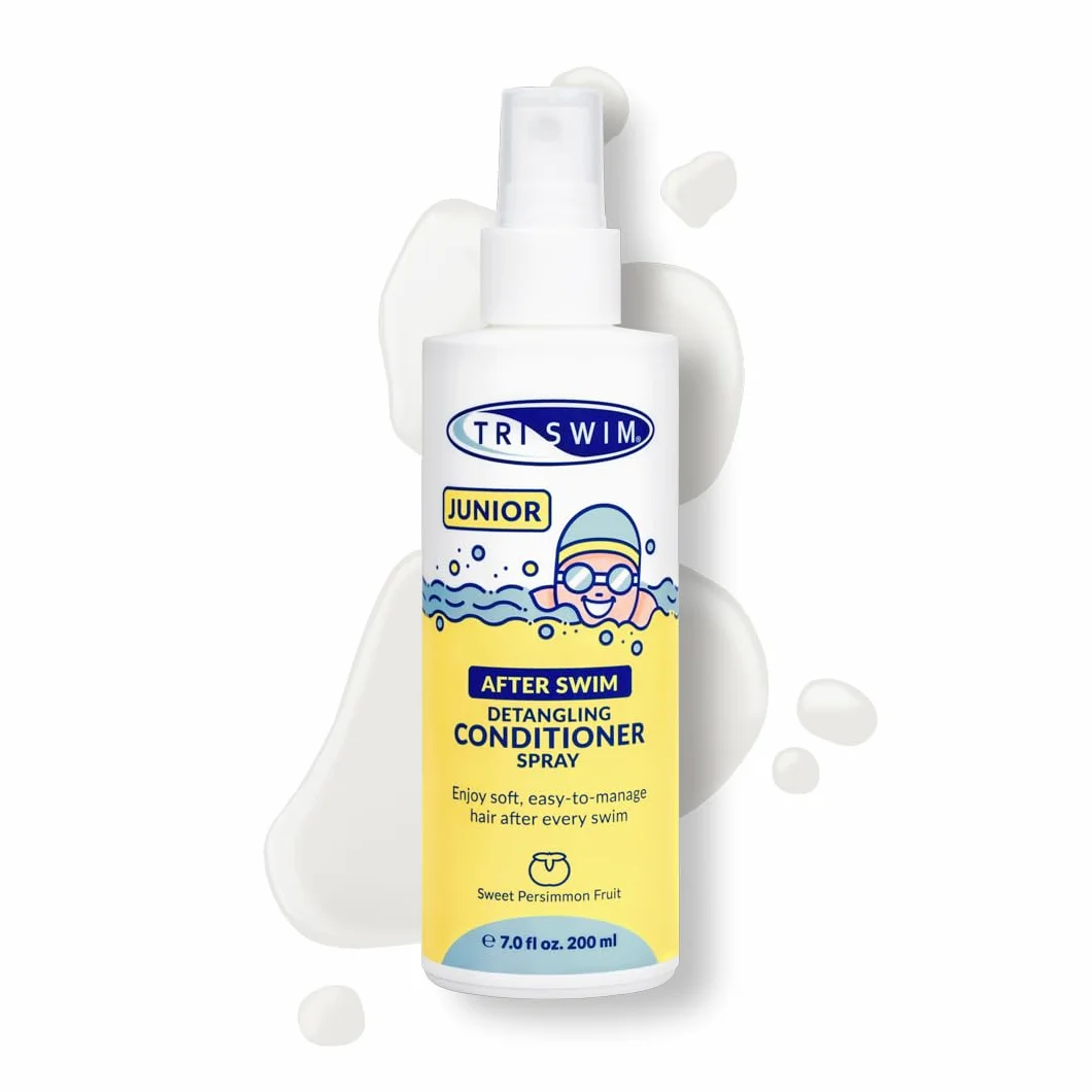 TRISWIM Après-shampoing démêlant Junior After Swim pour Enfants - Protège et répare cheveux endommagés par chlore, eau salée