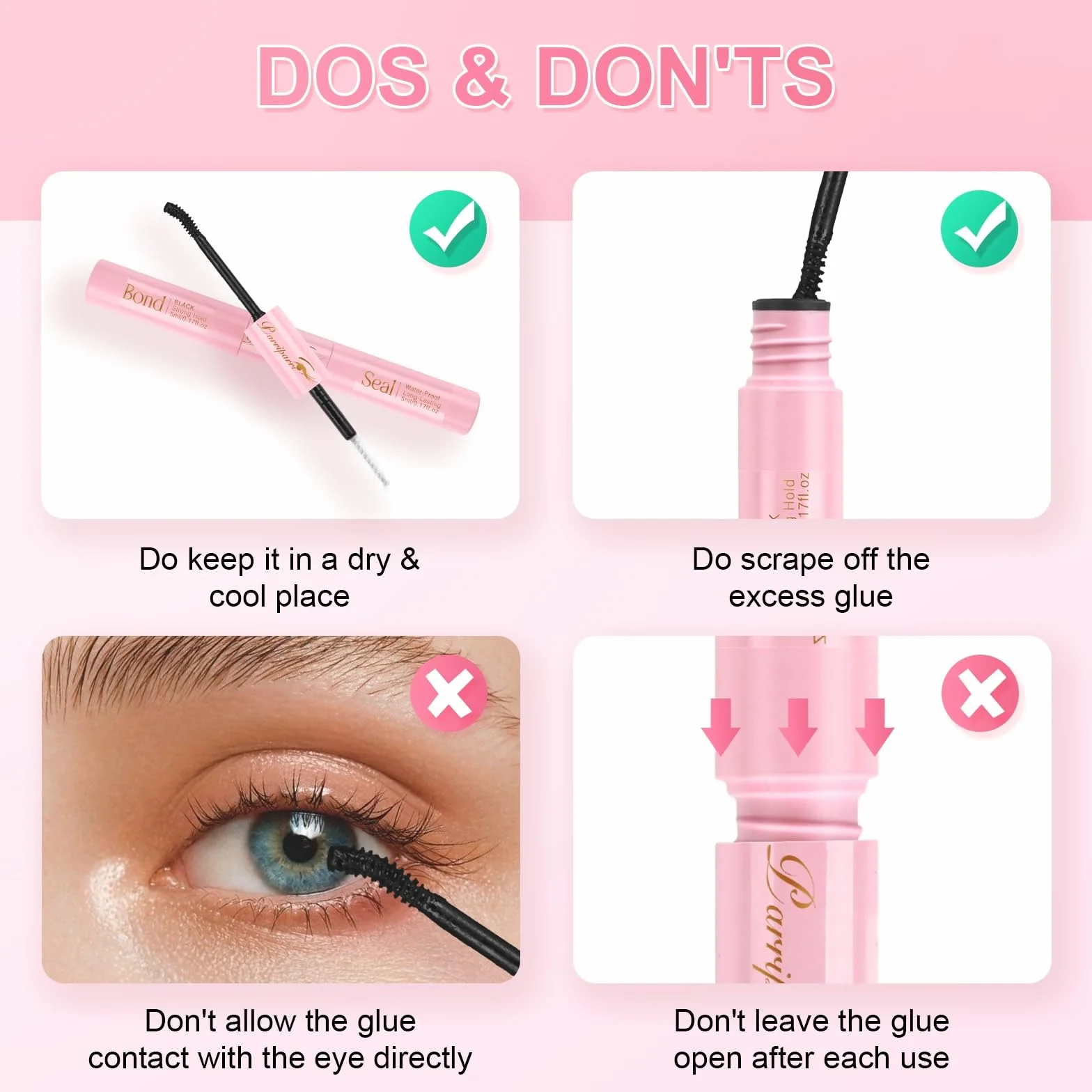 Parriparri Colle Faux Cils 2 in 1 Lash Bond et Seal DIY Adhésif Waterproof Strong Hold Eyelash Glue