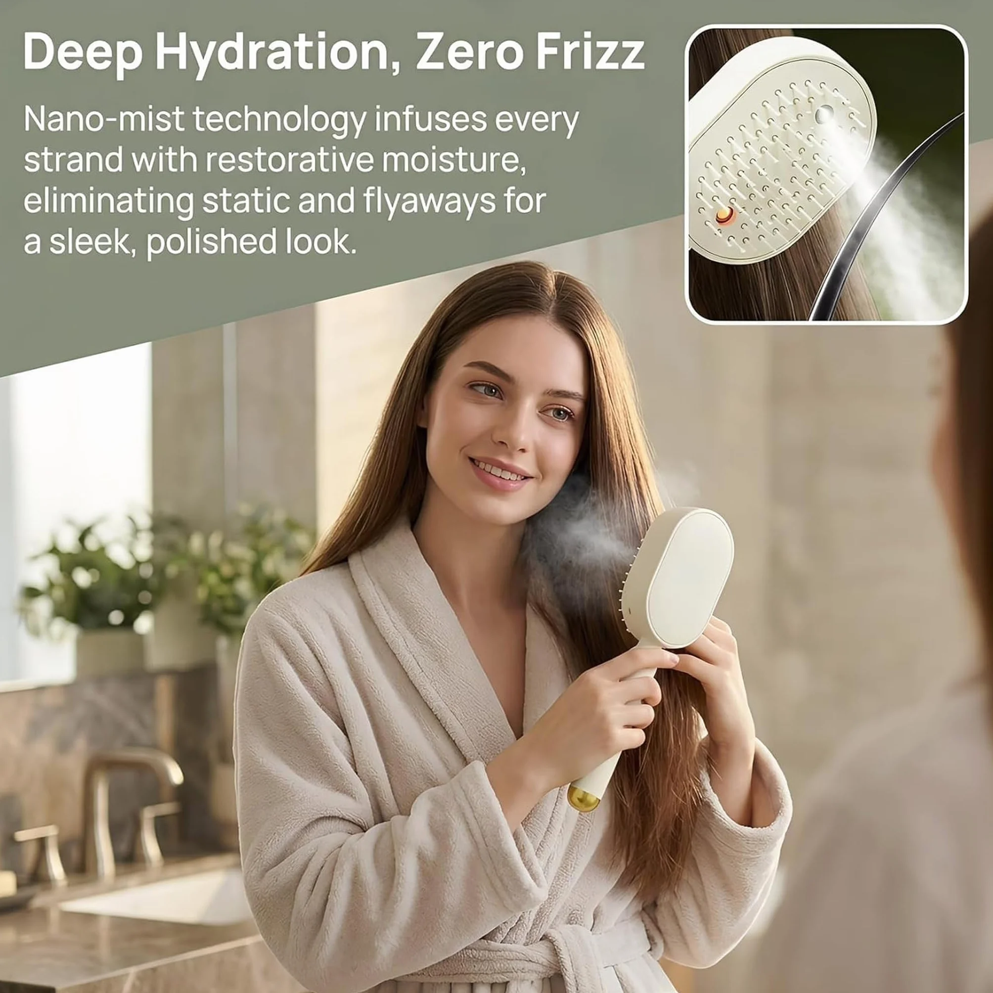 Brosse à vapeur électrique 3 en 1 fer à lisser rechargeable sans fil avec spray et peigne démêlant antistatique