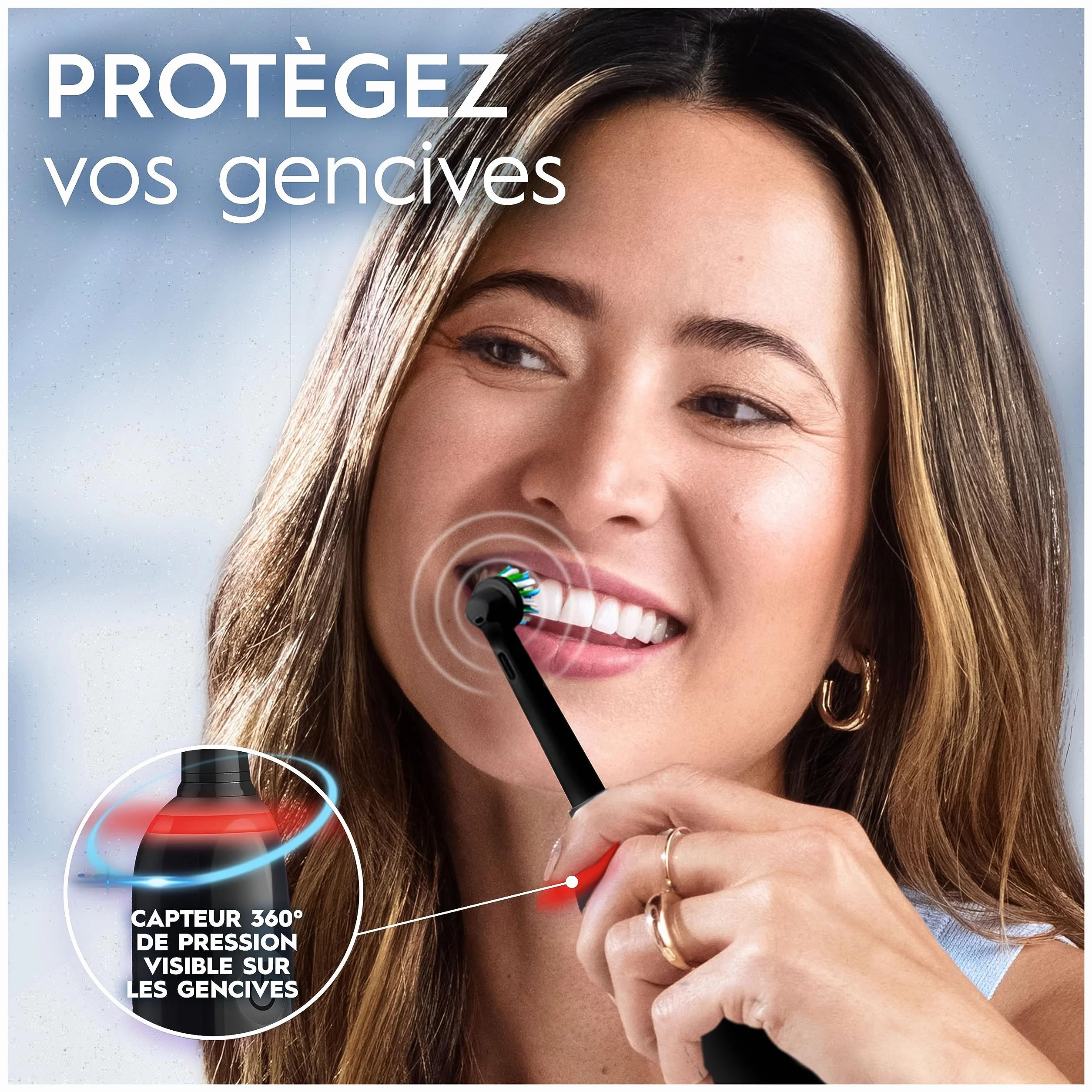 Oral-B Pro 3 Brosse À Dents Électrique Noire, Capteur De Pression, 3 Brossettes De Rechange, Chargeur